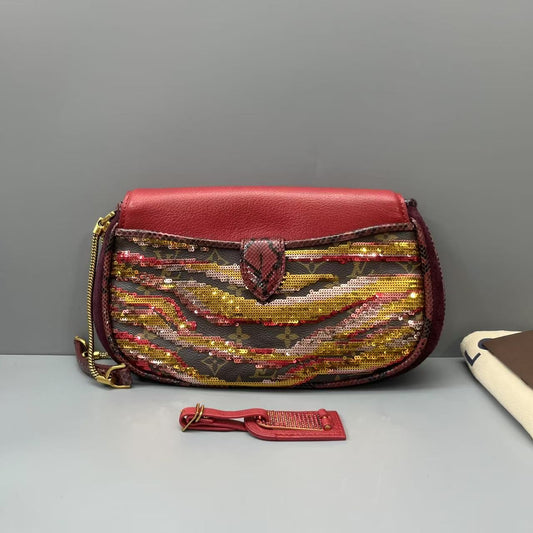 Louis Vuitton - Monogram Revelation Sequin Clutch - Monogram canvas with sequin embellishments, leather, suede, and python leather accents - Multicolour - (medium)
