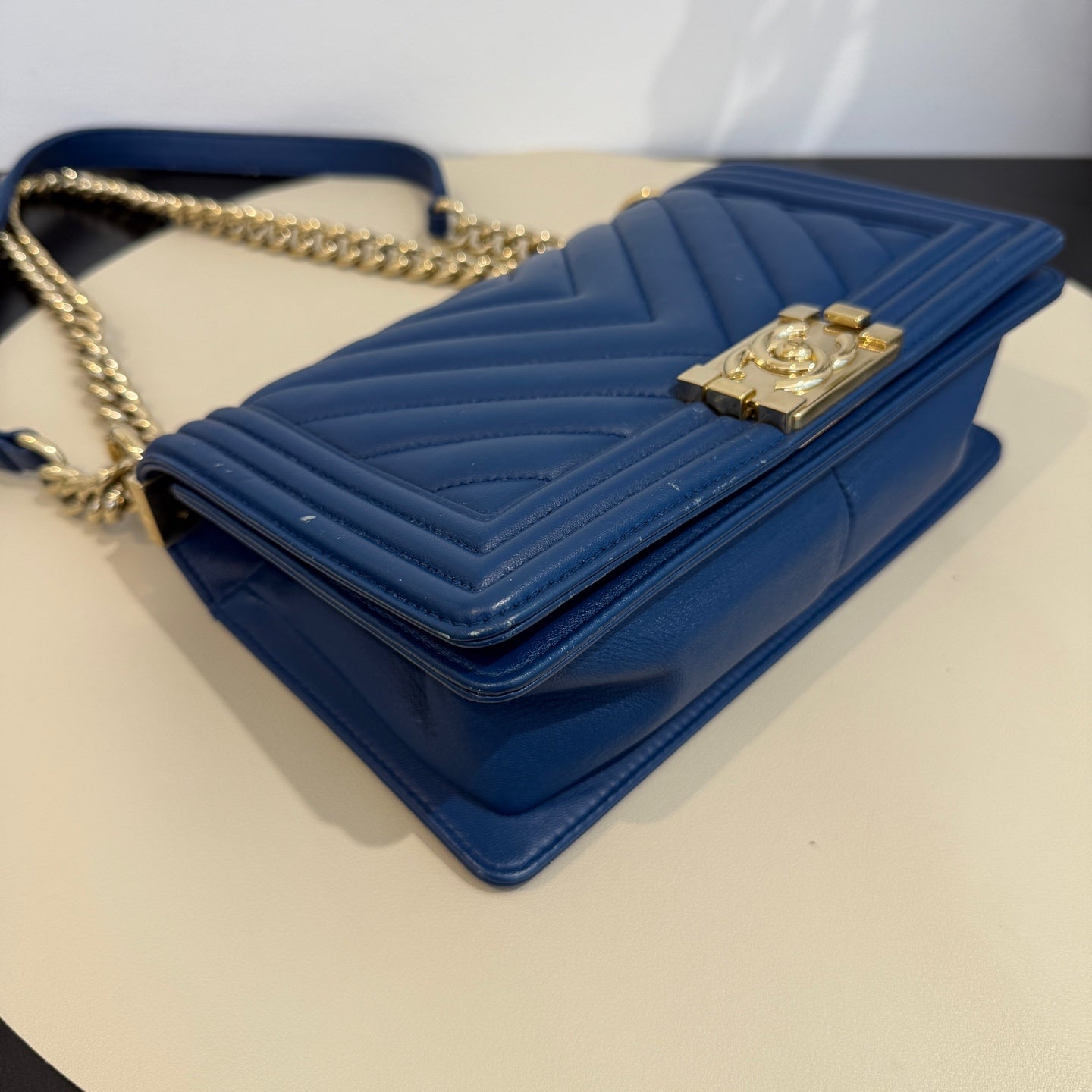 Chanel - Le Boy - Leather - Blue - (Medium)