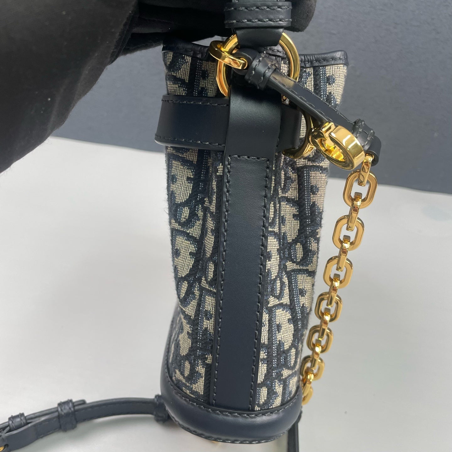 Dior - Dior C'est Oblique Bucket Bag - Oblique embroidered jacquard canvas with leather trim - Blue - (mini)