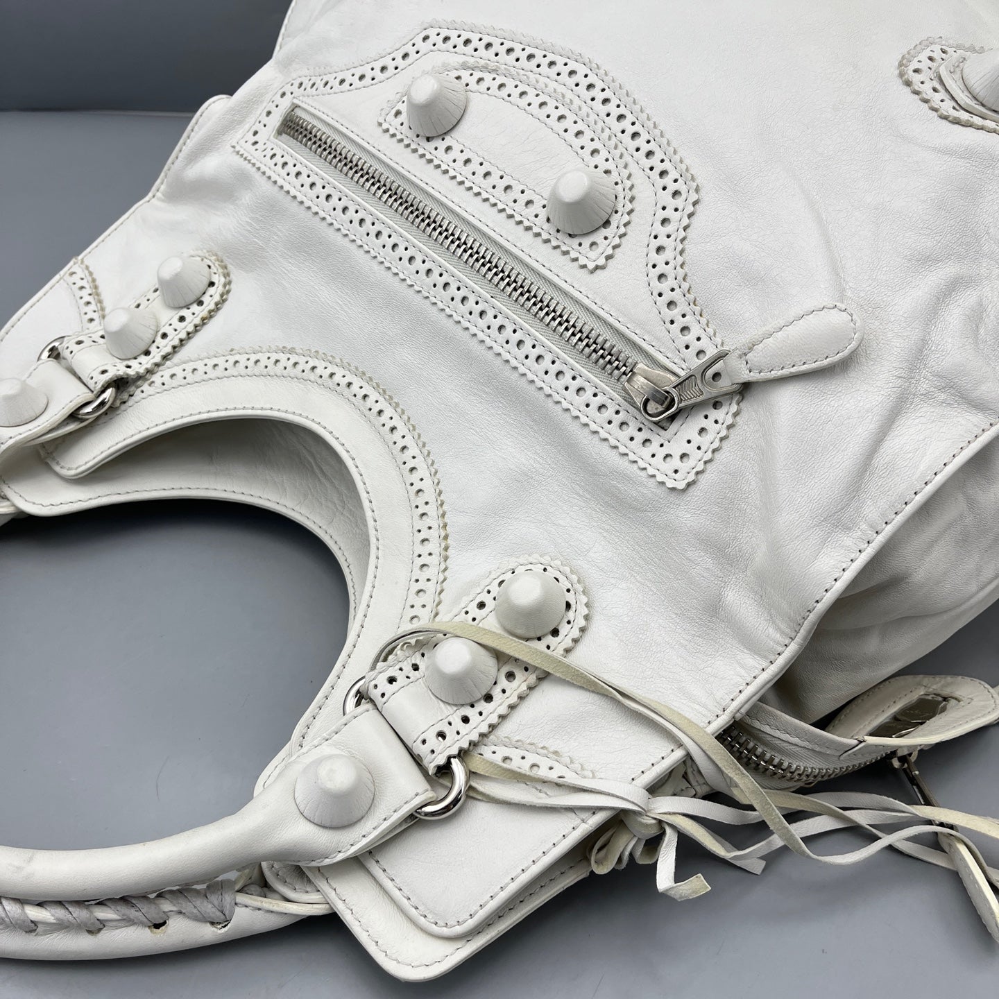 Balenciaga - Motorcycle Bag - Lambskin leather - White - (Large)