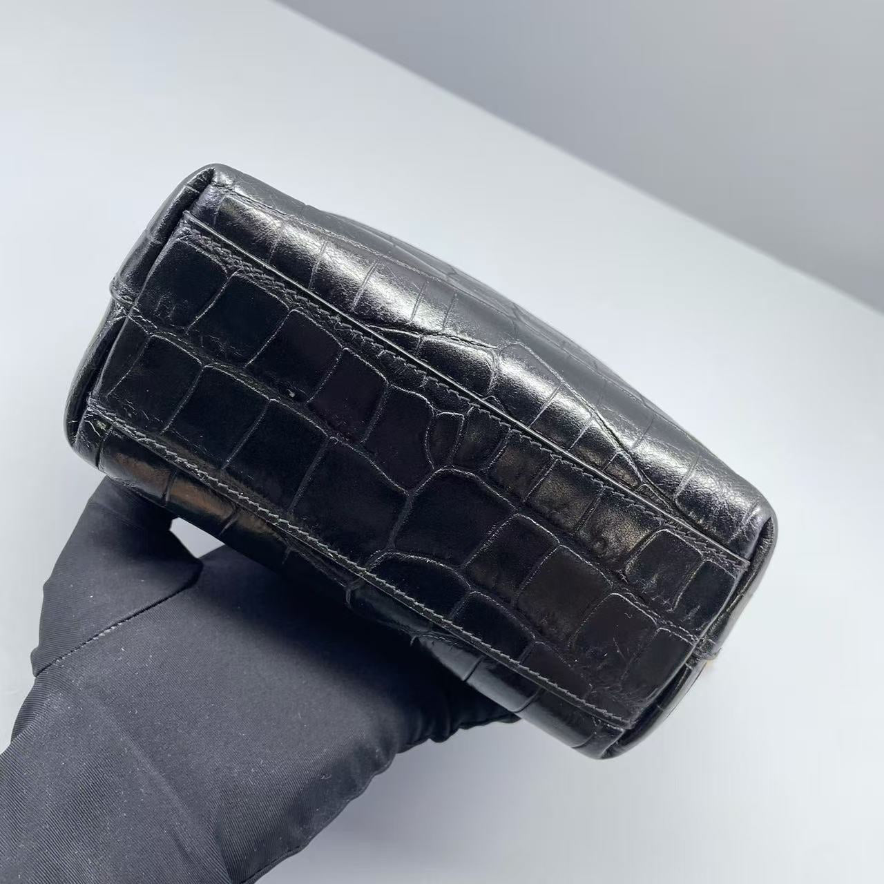 Saint Laurent - Noe Mini Tote - Crocodile-embossed leather - Black - (mini)