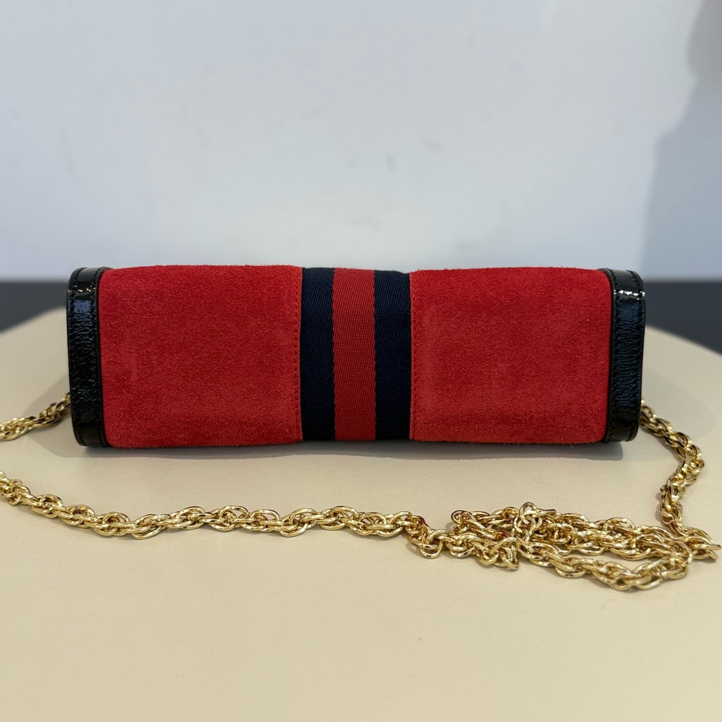 Gucci - Ophidia Small Chain Bag - Suede and Patent leather - Red - (small)