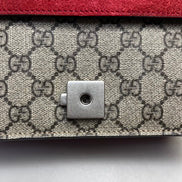 Gucci - Dionysus Chain Bag - GG Supreme canvas and suede leather - Beige, Brown and Red - (Small)