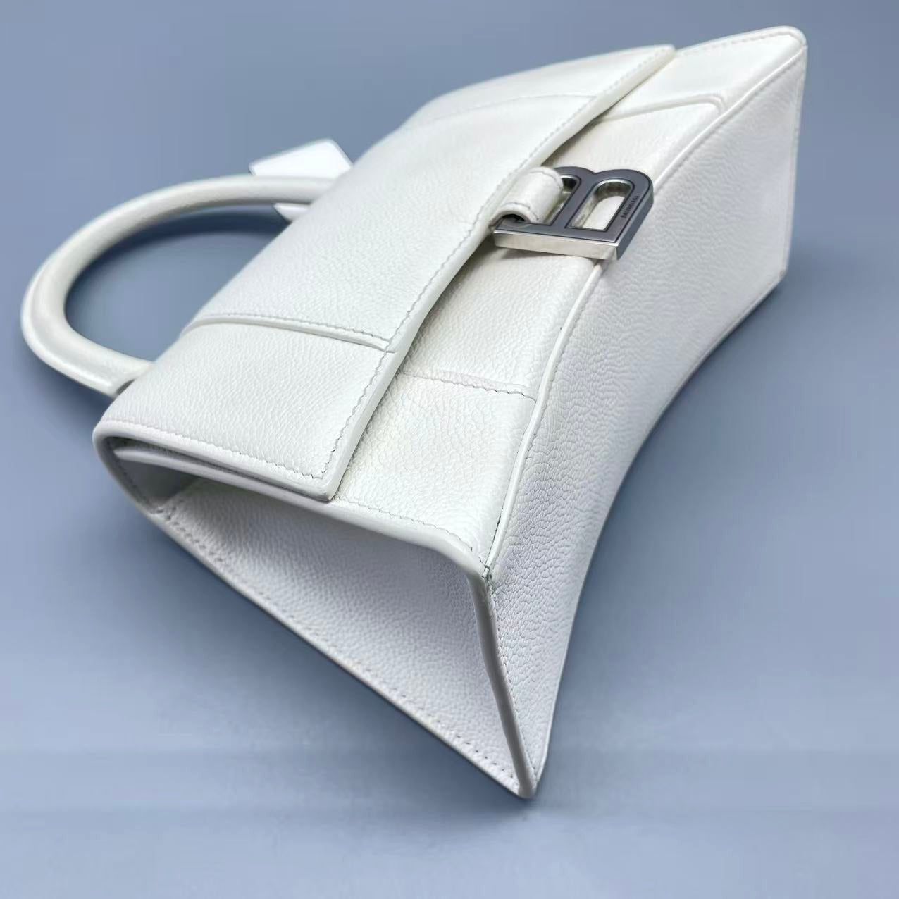 Balenciaga - Hourglass Top Handle Bag - Grained leather - White - (small)