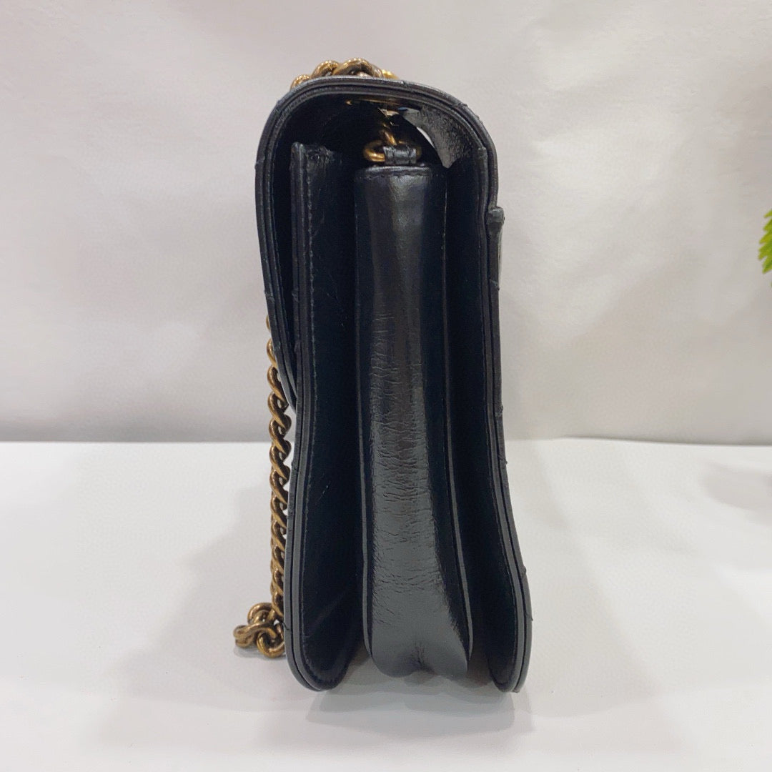 Chanel - Mumbai Vintage Chain Bag - Oil-wax leather - Black - (medium)