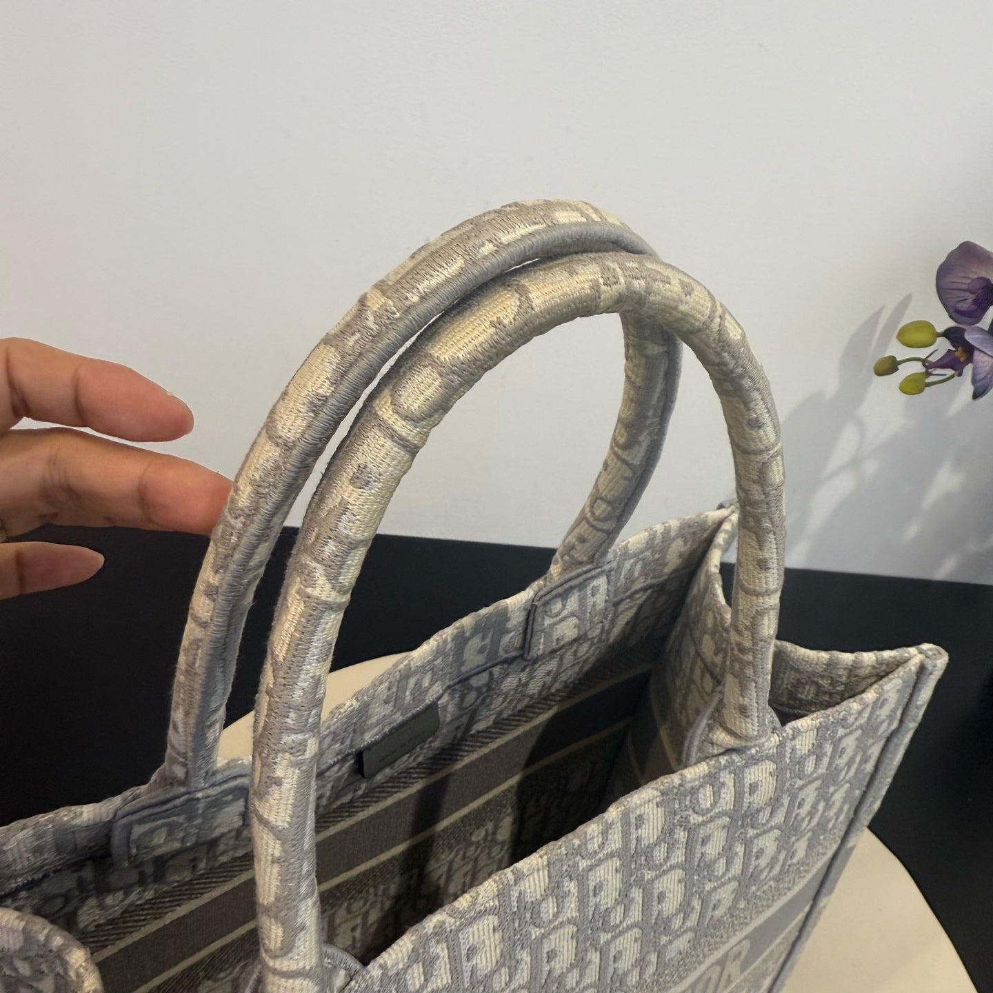 Dior - Book Tote - Embroidered canvas - Grey - (Medium)