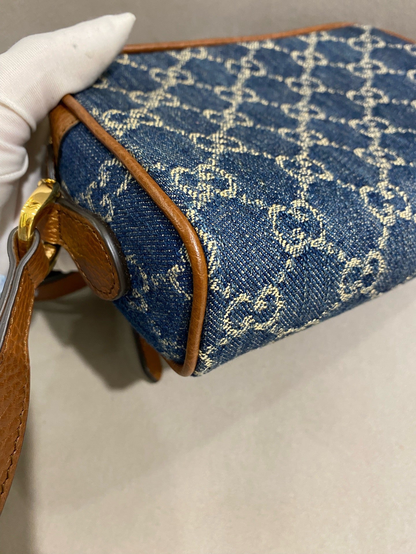 Gucci - Denim Camera Bag - Denim and Leather - Blue and Brown - (small)