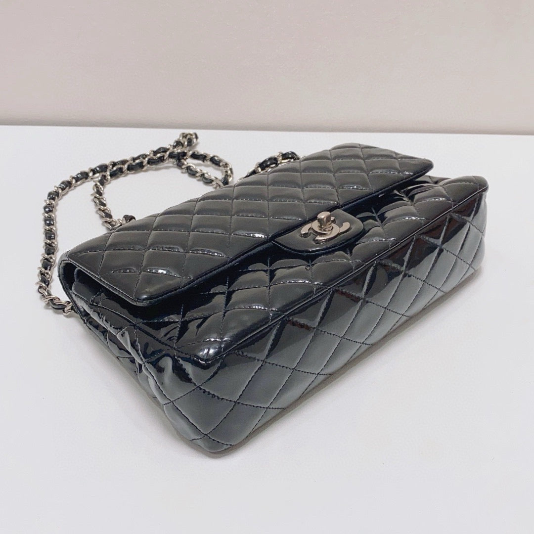 Chanel - Classic Flap Medium Double Flap Bag - Patent leather - Black - (Medium)