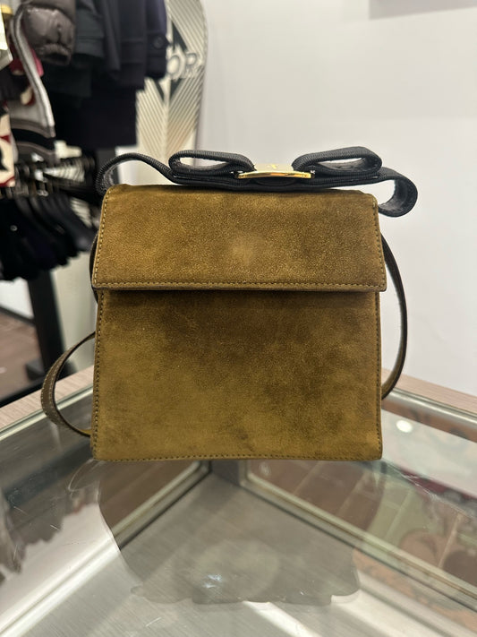 Salvatore Ferragamo - Vara Bow Flap Shoulder Bag - Suede - Brown - (mini)
