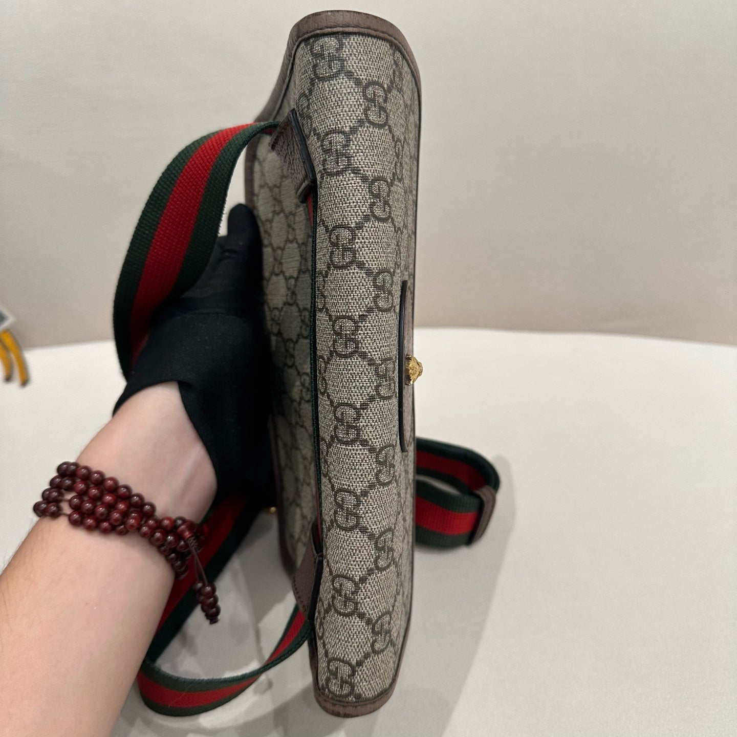 Gucci - Ophidia GG Supreme Tiger Head Belt Bag - GG Supreme canvas with leather trim and Web stripe fabric - Beige - (Small)