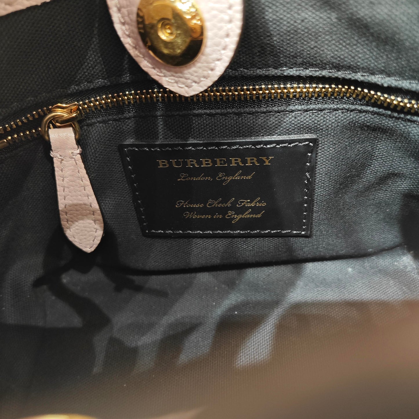 Burberry - Banner Bag - Pebbled leather and House Check canvas - Pink - (mini)