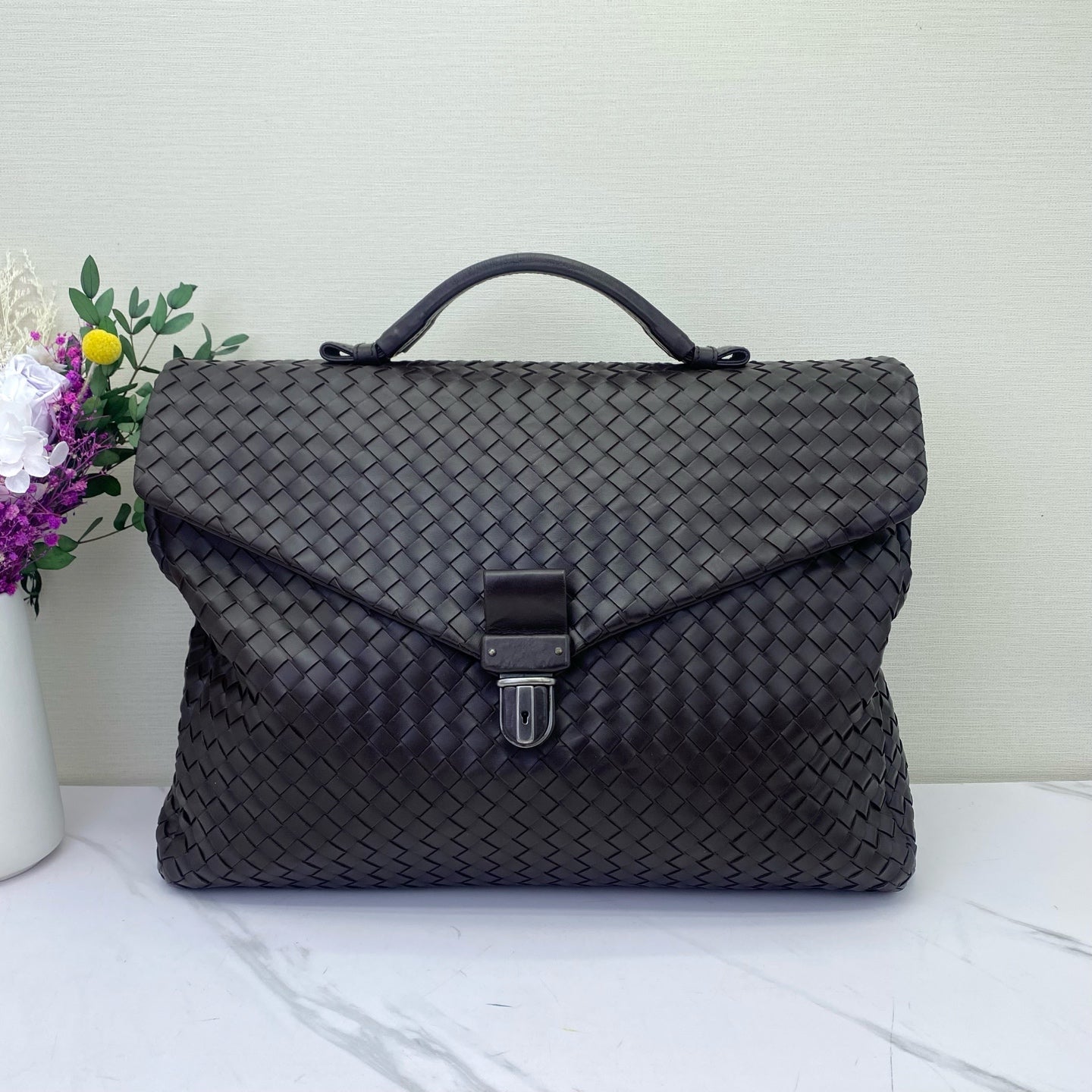 Bottega Veneta - Intrecciato Briefcase - Lambskin leather - Brown - (medium)