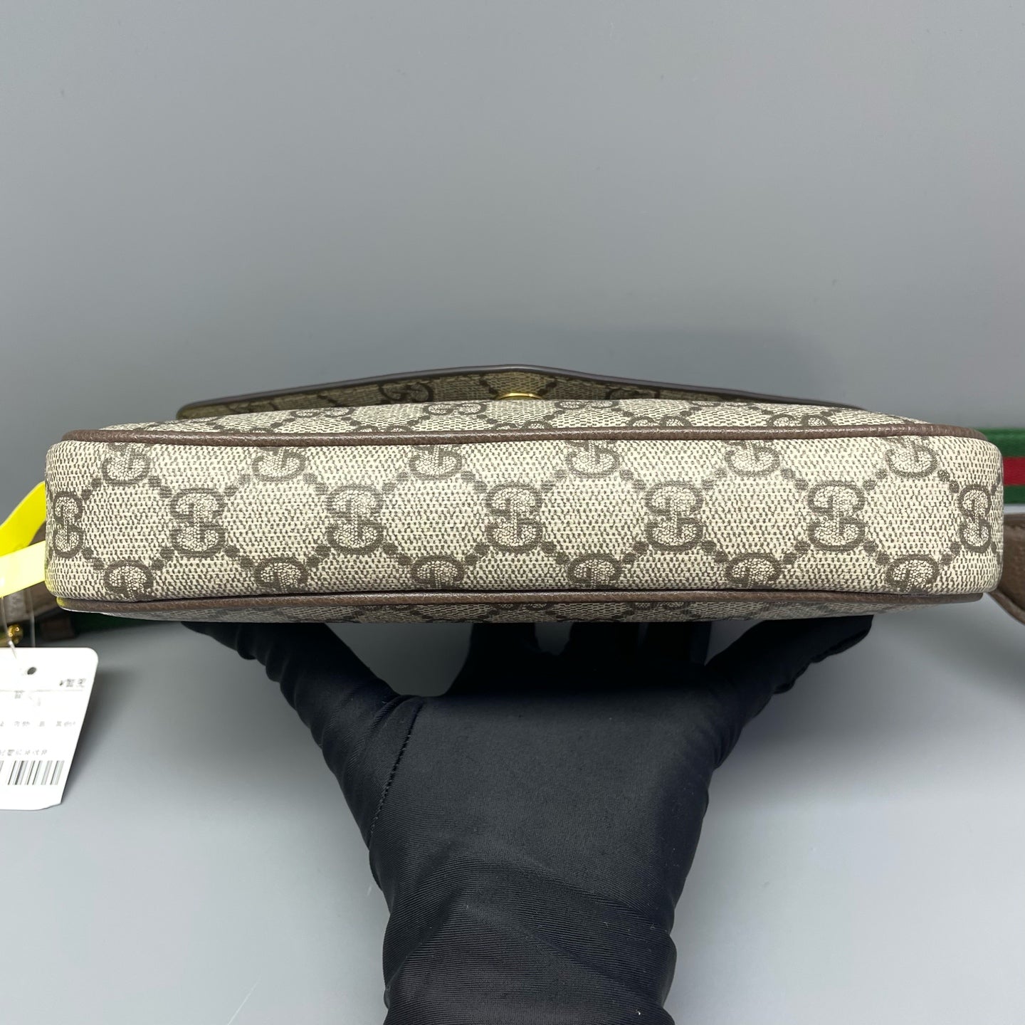 Gucci - Ophidia GG Supreme Envelope Bag - GG Supreme coated canvas with leather trim - Beige and Ebony with Red and Green Web - (mini)