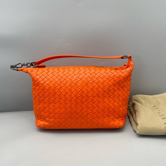 Bottega Veneta - Intrecciato Shoulder Bag (A7055) - Leather - Orange - (small)