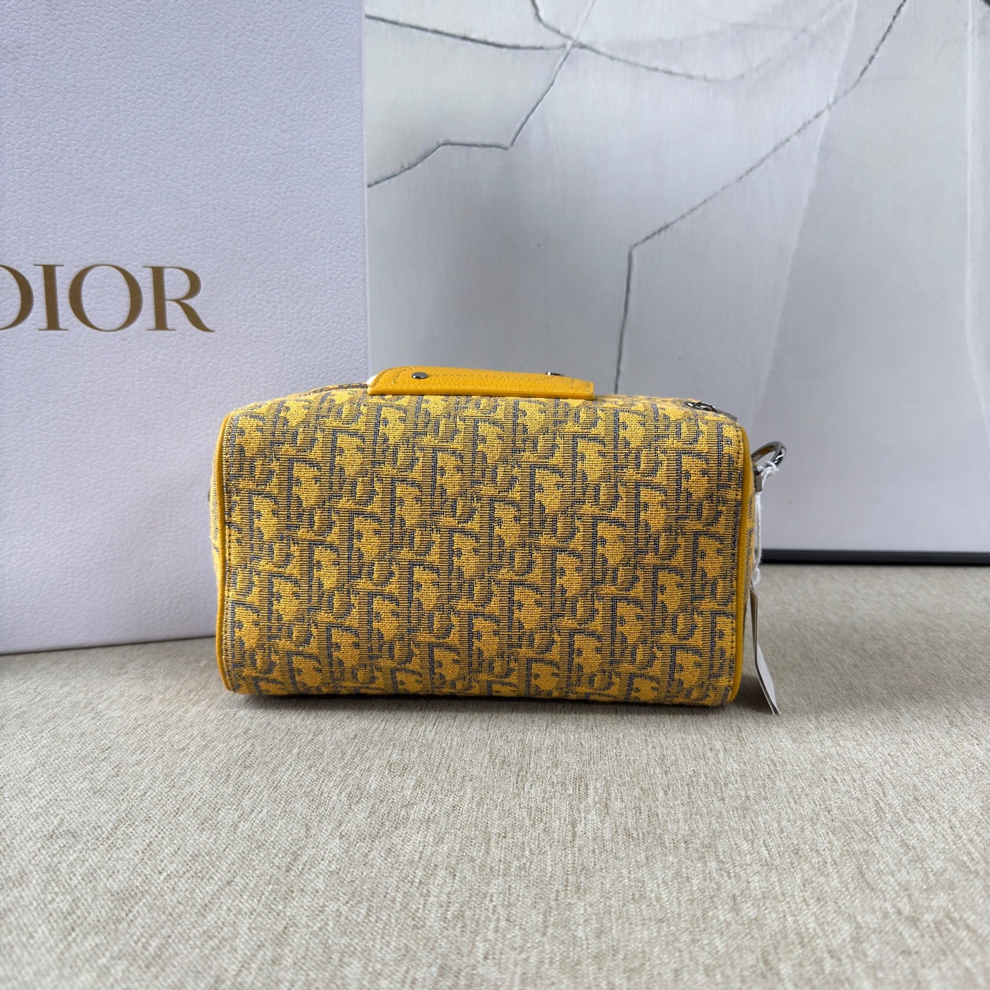 Dior - Lingot 22 Oblique Duffle Bag - Embroidered Dior Oblique canvas with grain leather trim - Yellow - (small)
