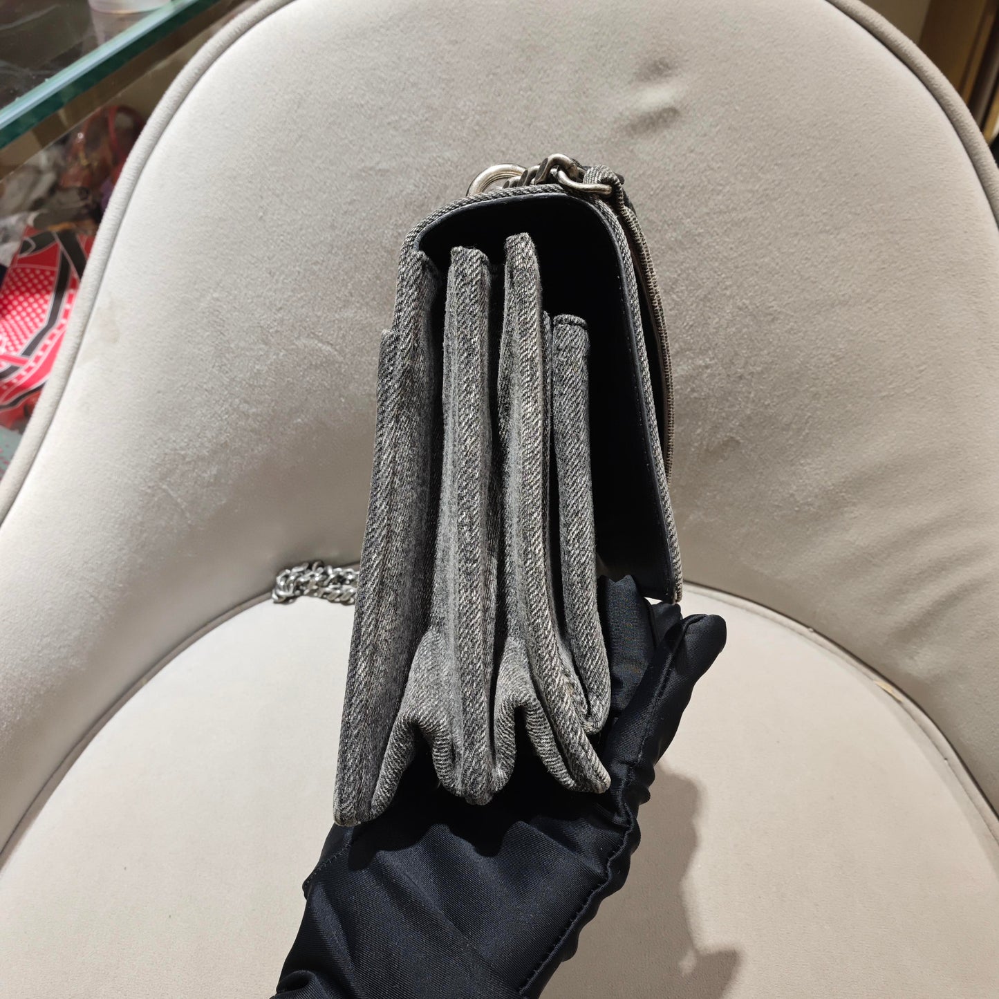 Saint Laurent - Sunset Bag - Denim - Jeans - Grey - (small)