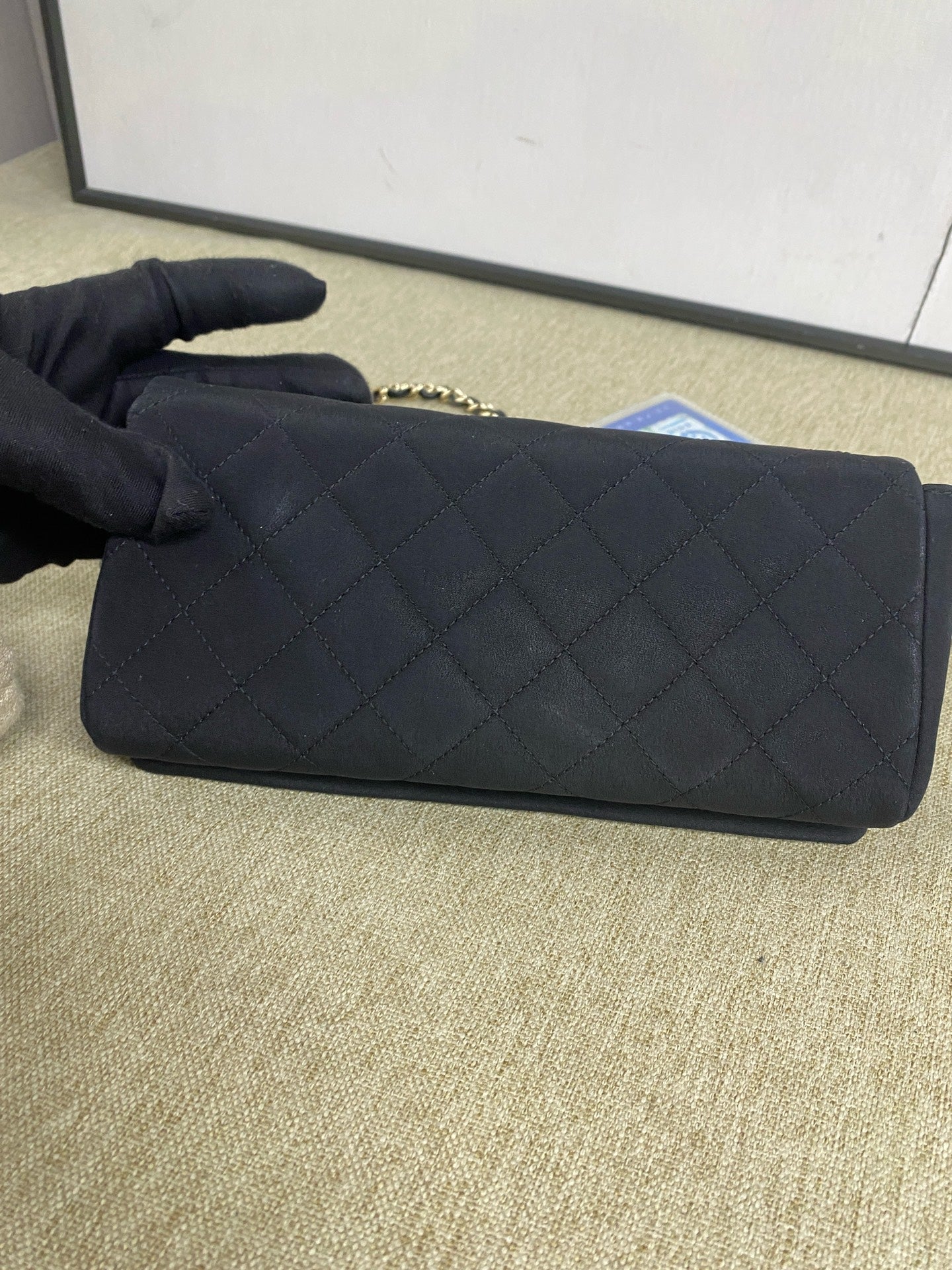 Chanel - WOC (Wallet on Chain) with Pearl and Rhinestone Embellishment - Fabric - Black - (Mini)