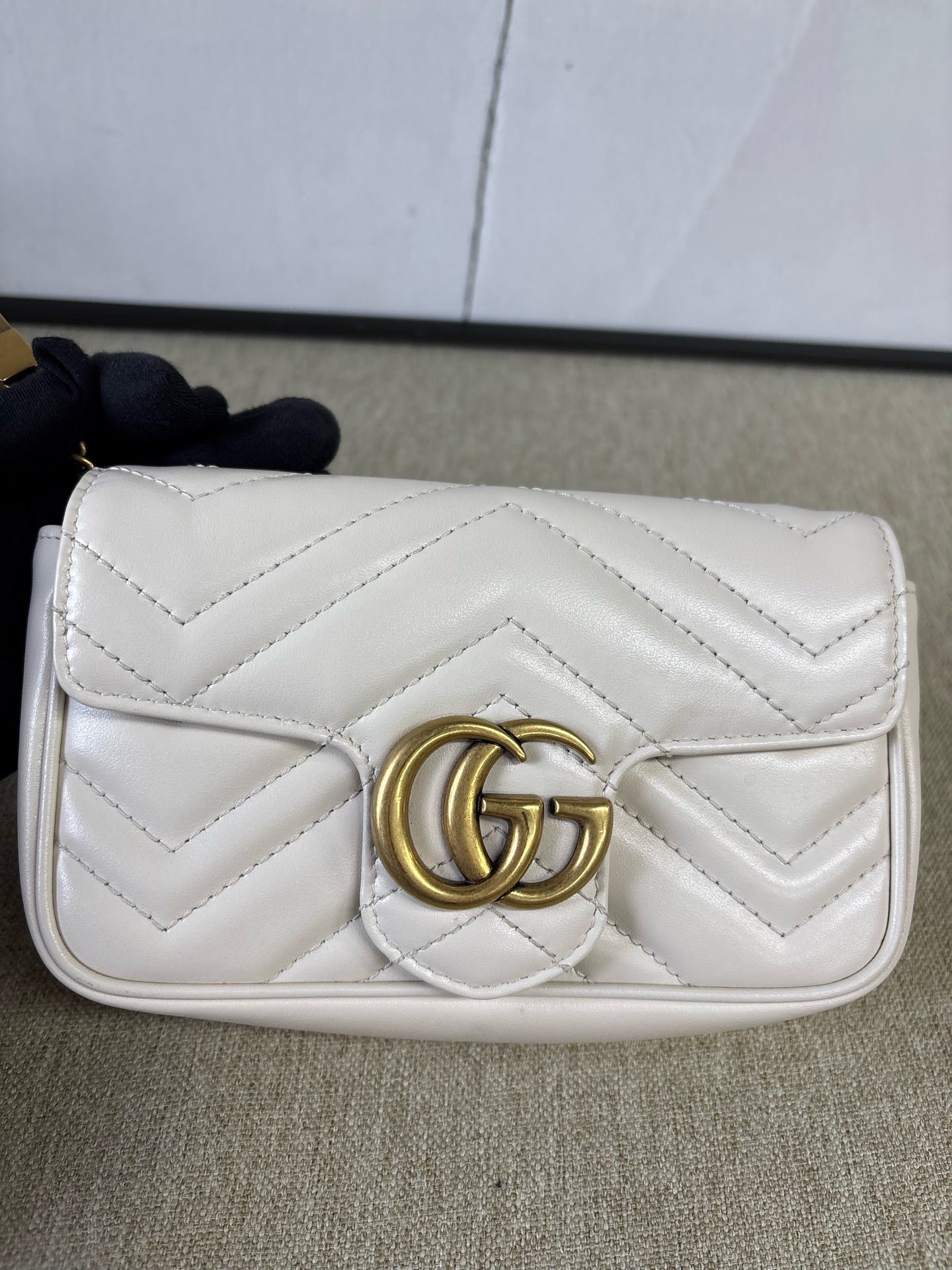 Gucci - Marmont Supermini Chain Bag - Leather - White - (mini)
