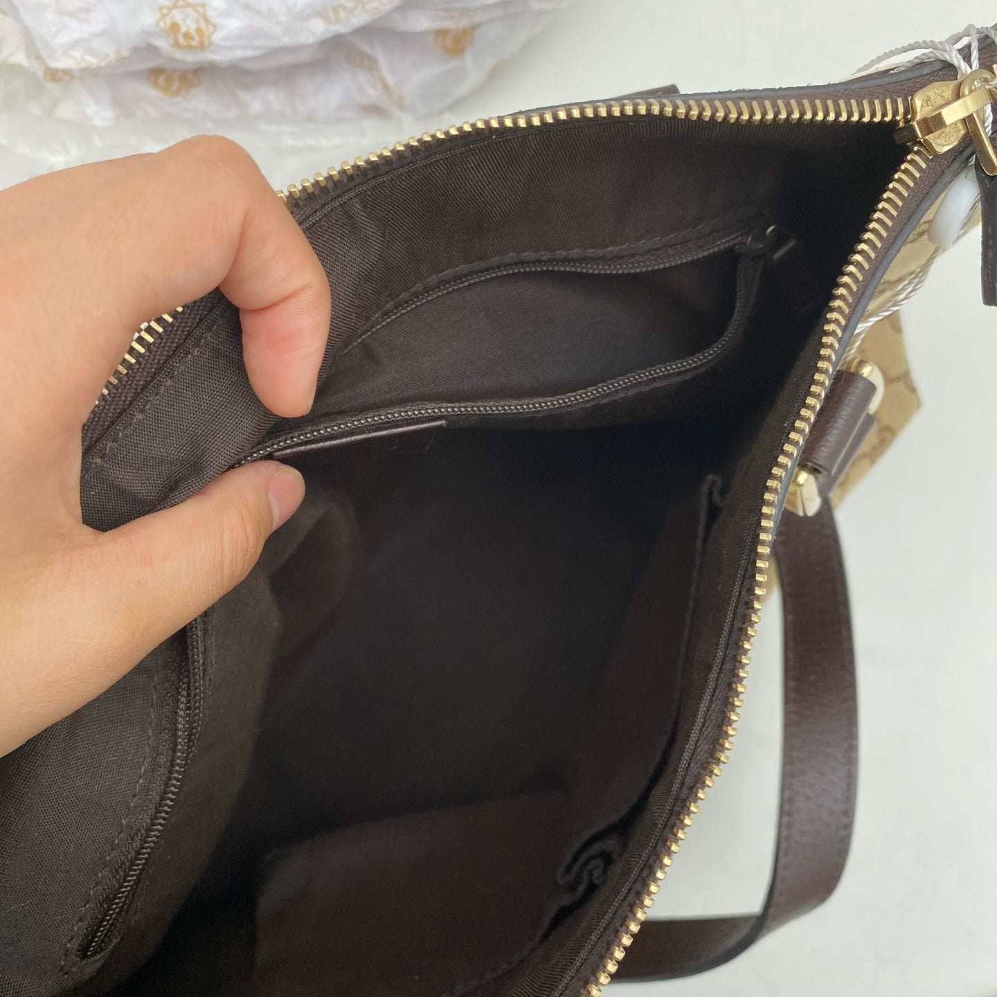 Gucci - GG Canvas Tote 002571803 - Canvas and Leather - Brown - (Medium)