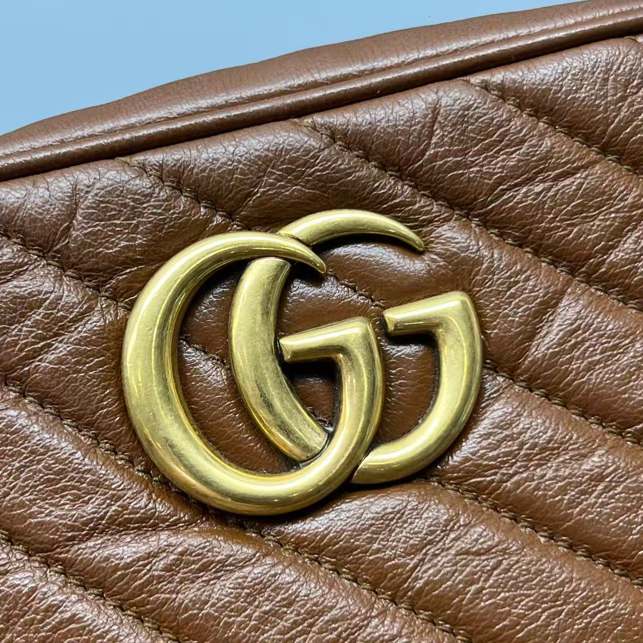 Gucci - GG Marmont Small Camera Bag - Leather - Brown - (small)