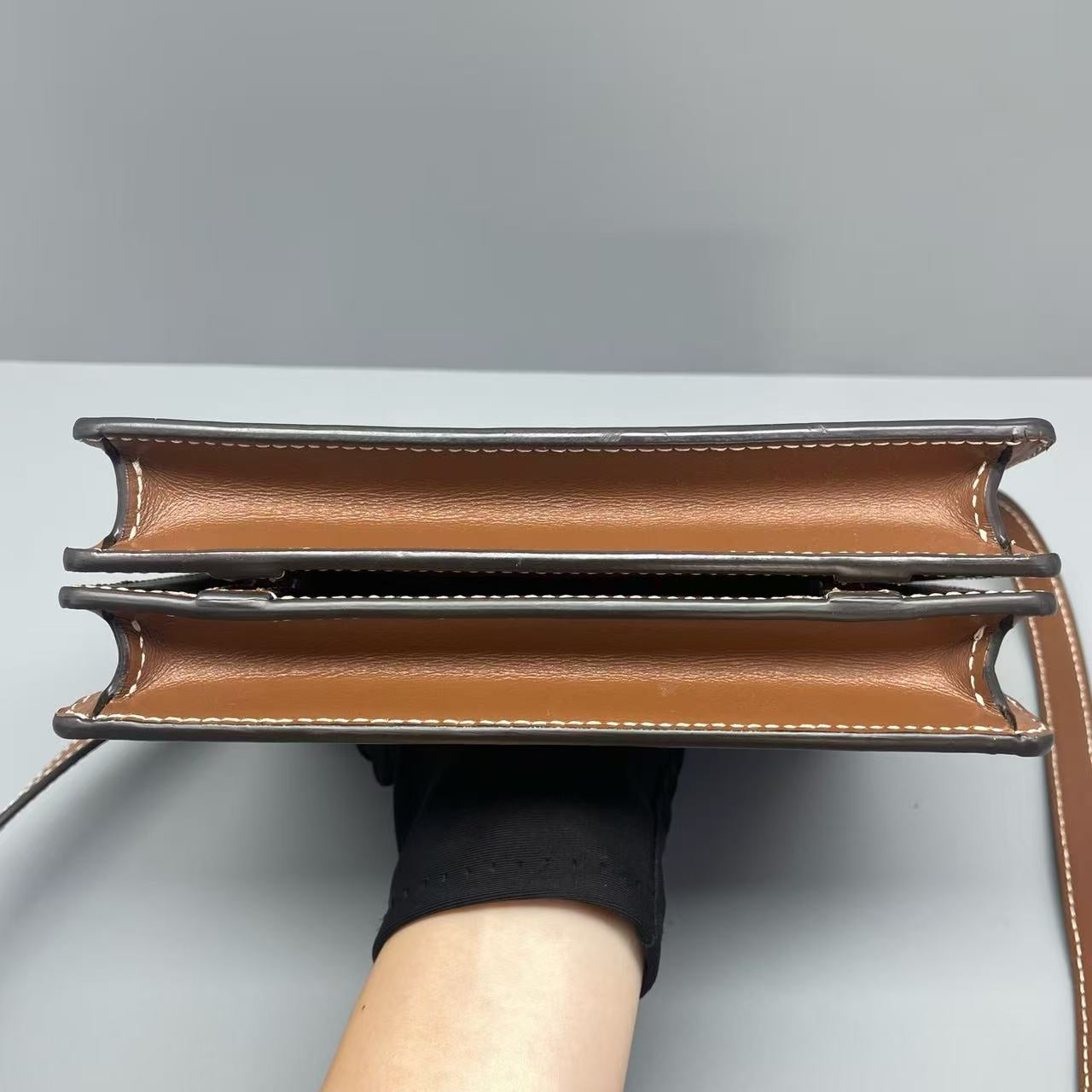 Burberry - Title mini messenger bag - Leather and Canvas - Brown and Beige - (mini)