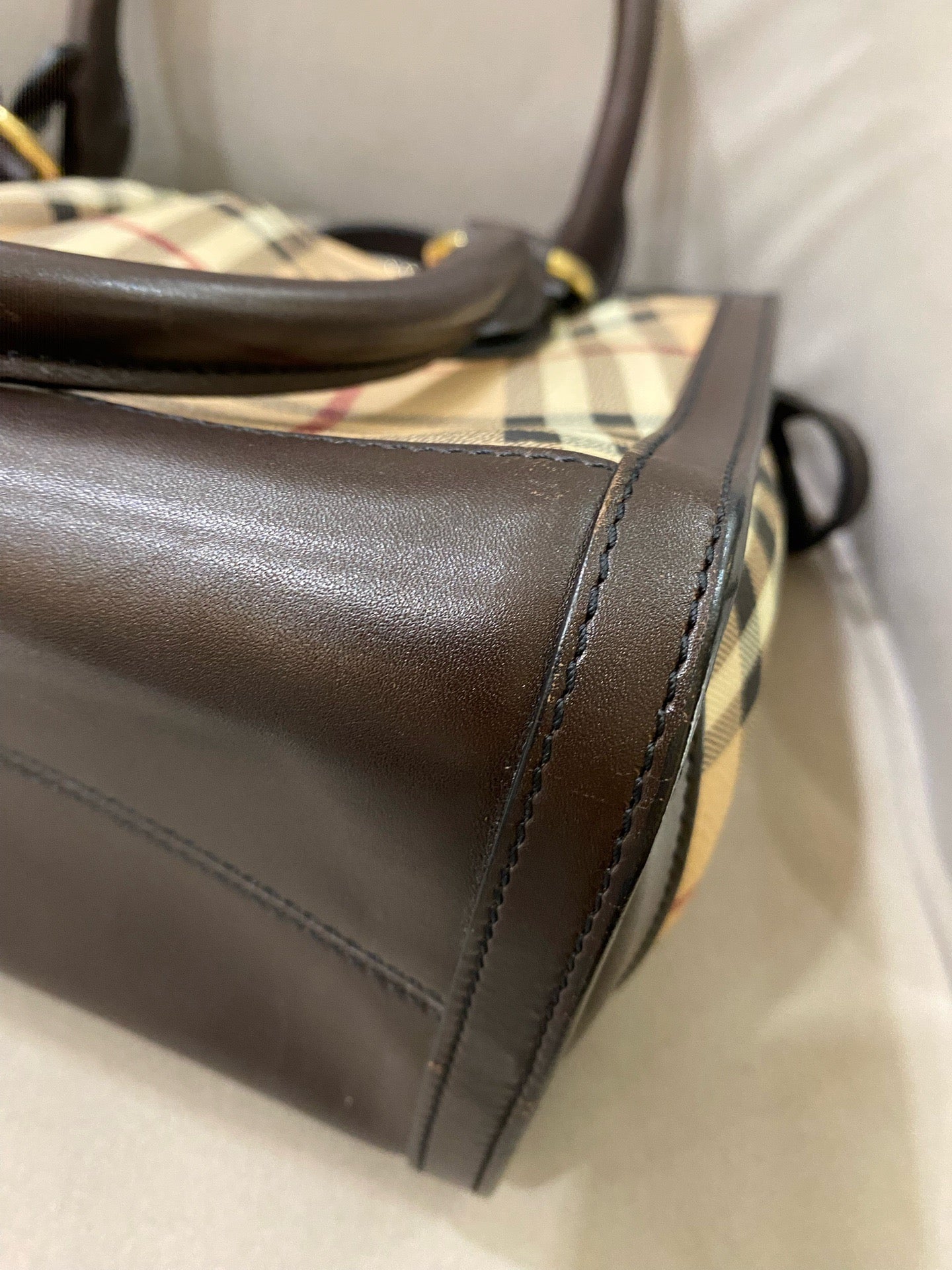 Burberry - Equestrian Knight Check Tote Bag - Coated canvas with leather trim - Beige and Brown - (Medium)