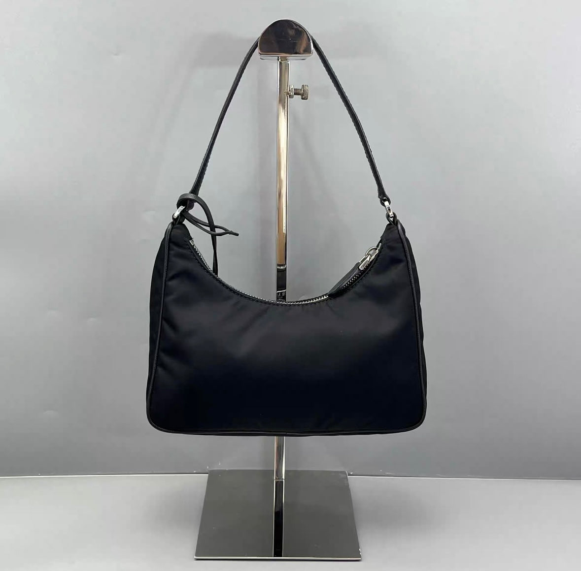 Prada - Re-Edition 2005 Hobo Bag - Re-Nylon with Saffiano leather trim - Black with Silver-Tone Hardware - (Mini)