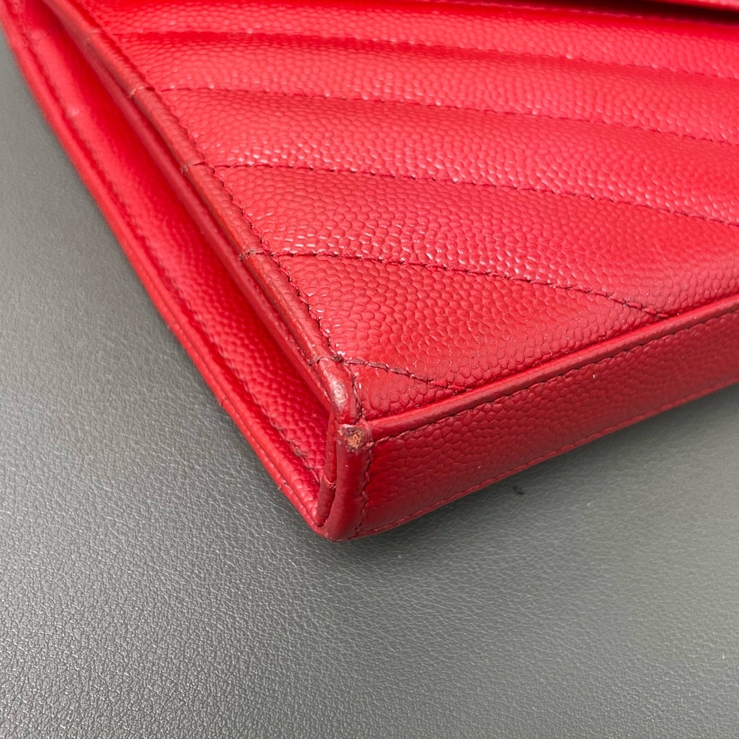Saint Laurent - Monogram Chain Wallet - Leather - Red - (mini)