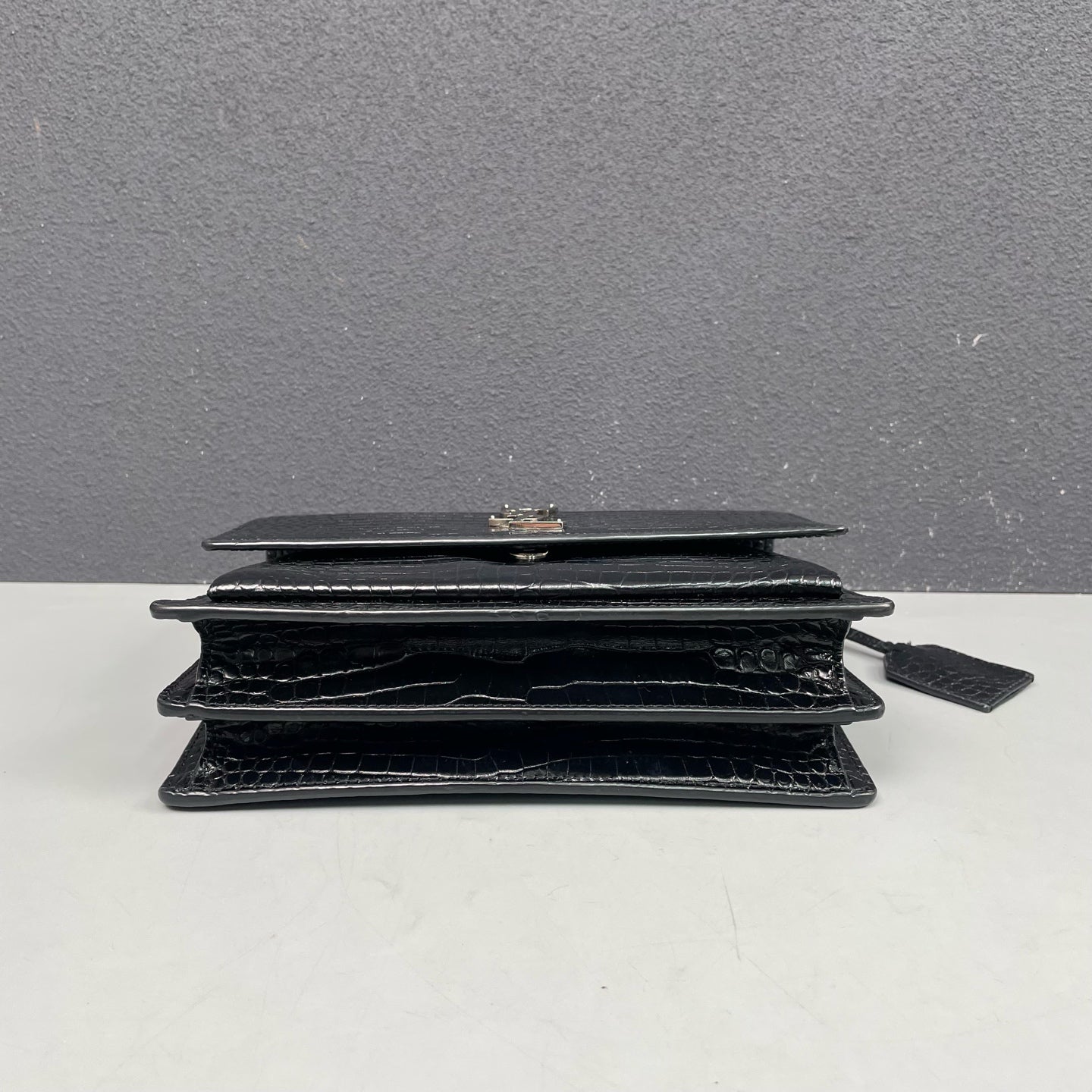 Saint Laurent - Sunset Medium Chain Bag - Embossed leather - Black - (Medium)