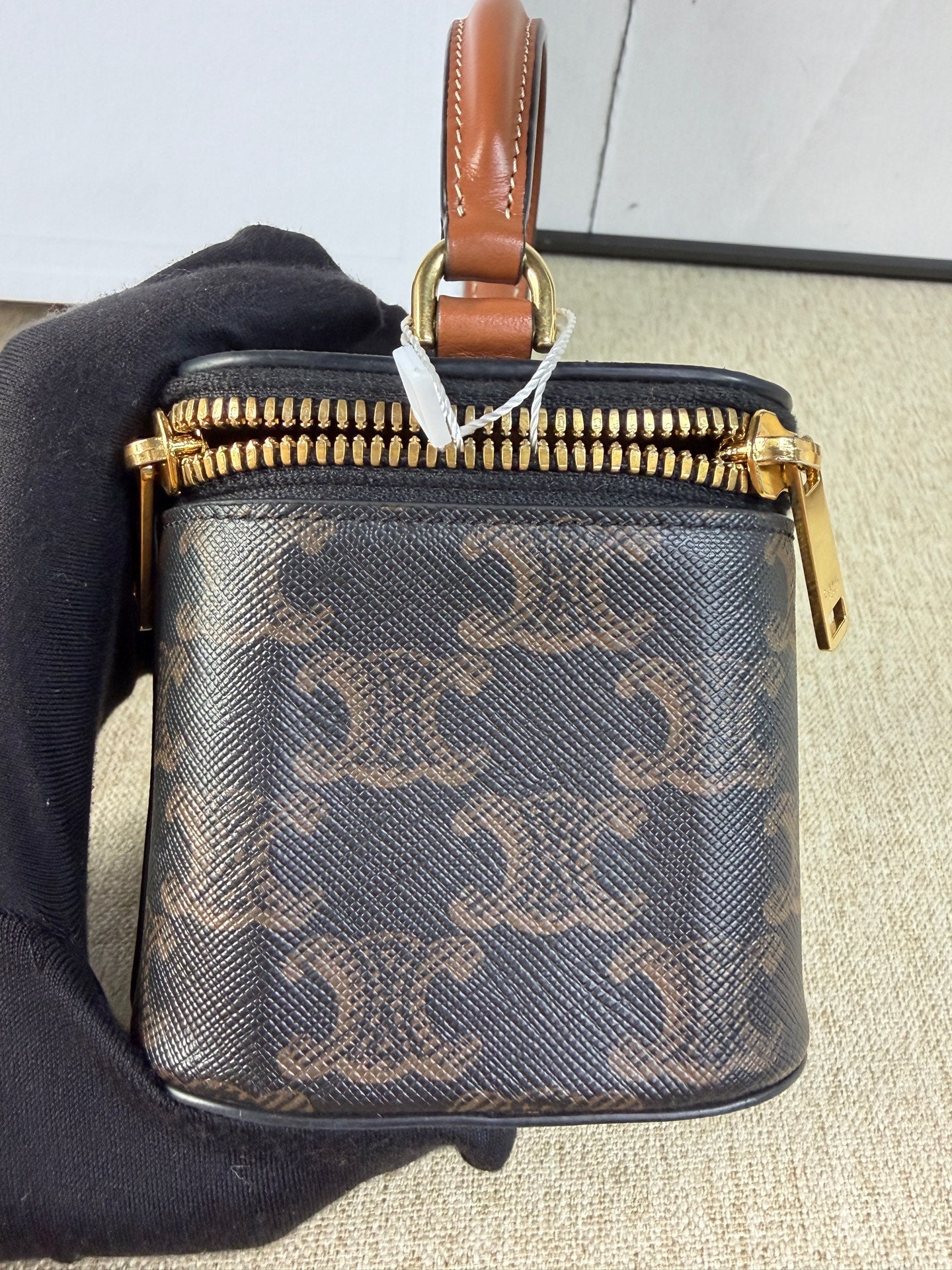 Celine - Triomphe Canvas Mini Vanity Case - Coated canvas with leather trim - Brown - (mini)