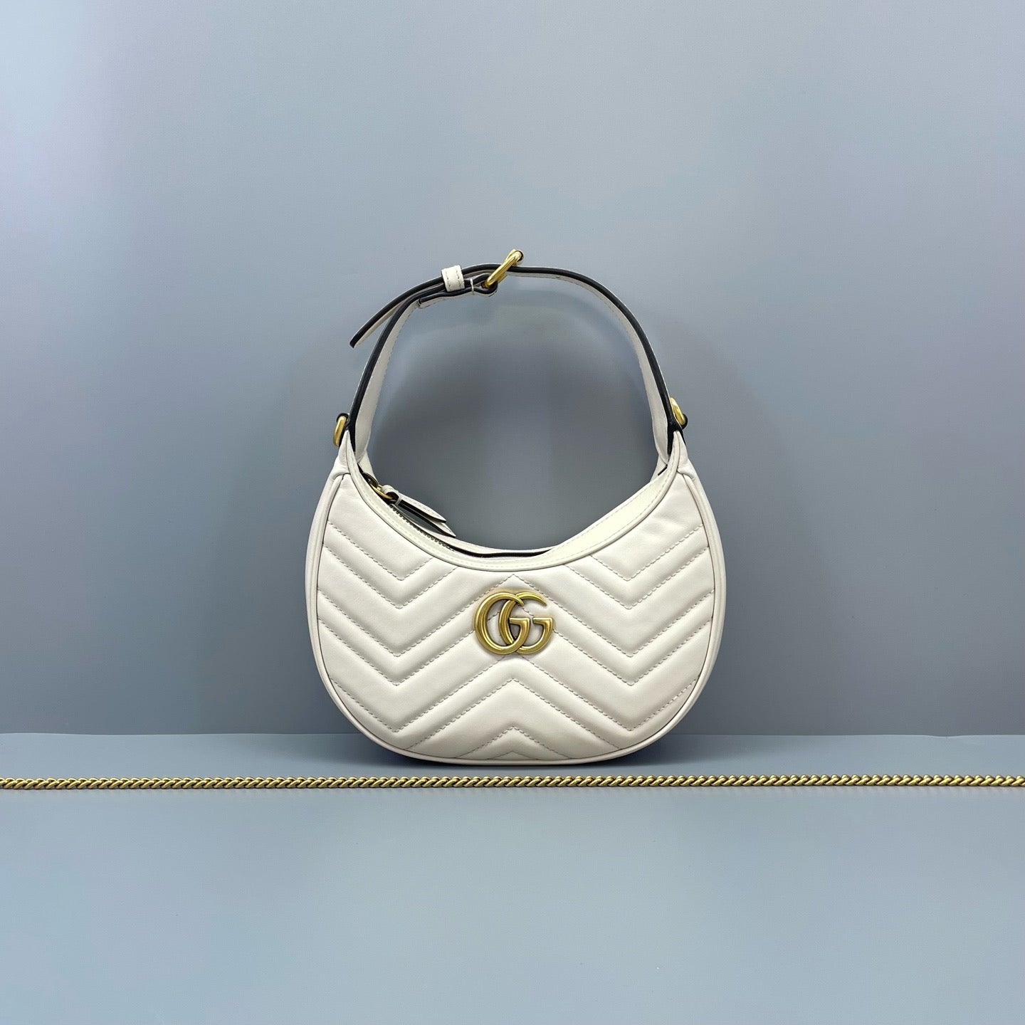 Gucci - Marmont Crescent Shoulder Bag - Leather - Beige - (mini)