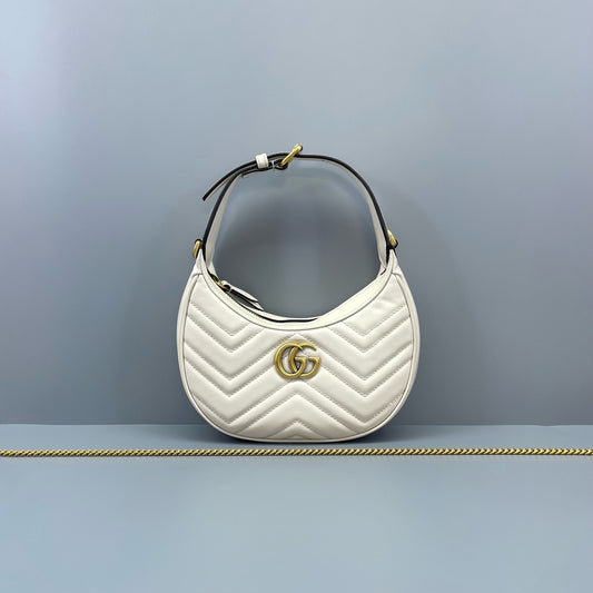 Gucci - Marmont Crescent Shoulder Bag - Leather - Beige - (mini)