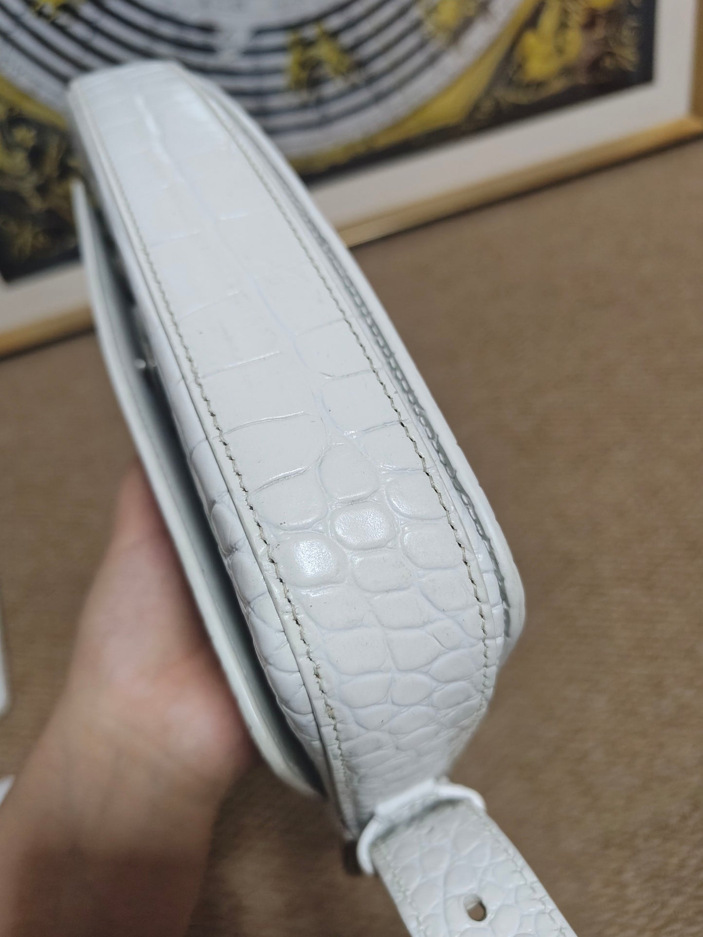 Balenciaga - Ghost Shoulder Bag - Exotic leathers - Crocodile - White - (small)