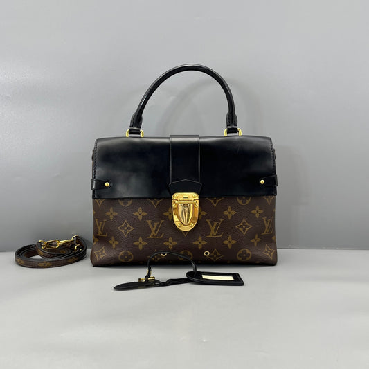 Louis Vuitton - One Handle Flap Bag - Monogram coated canvas and smooth cowhide leather - Brown and Black with Gold-Tone Hardware - (small)