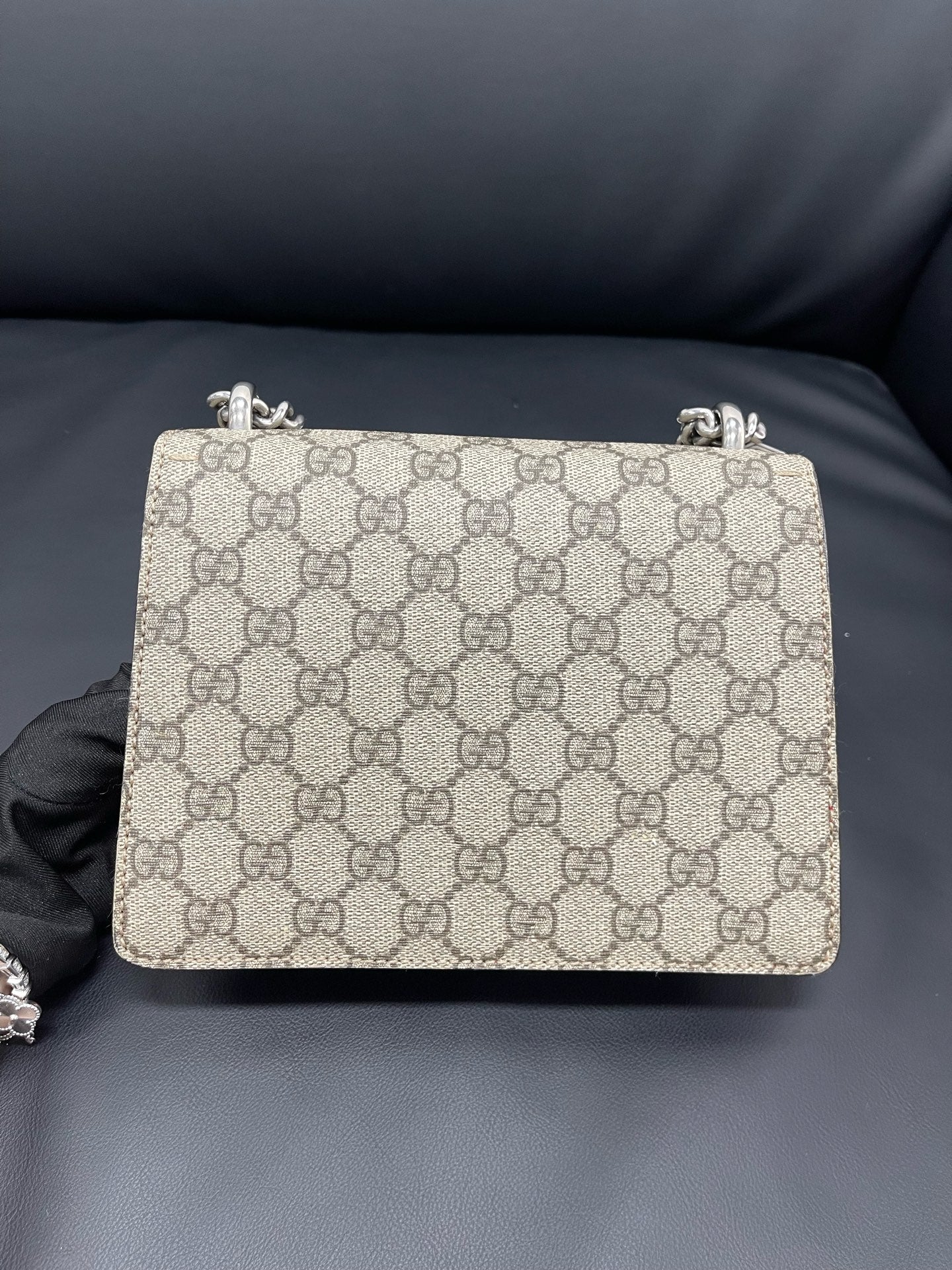 Gucci - Dionysus Mini Shoulder Bag - GG Supreme canvas with red suede trim and leather details - Beige and Red - (mini)