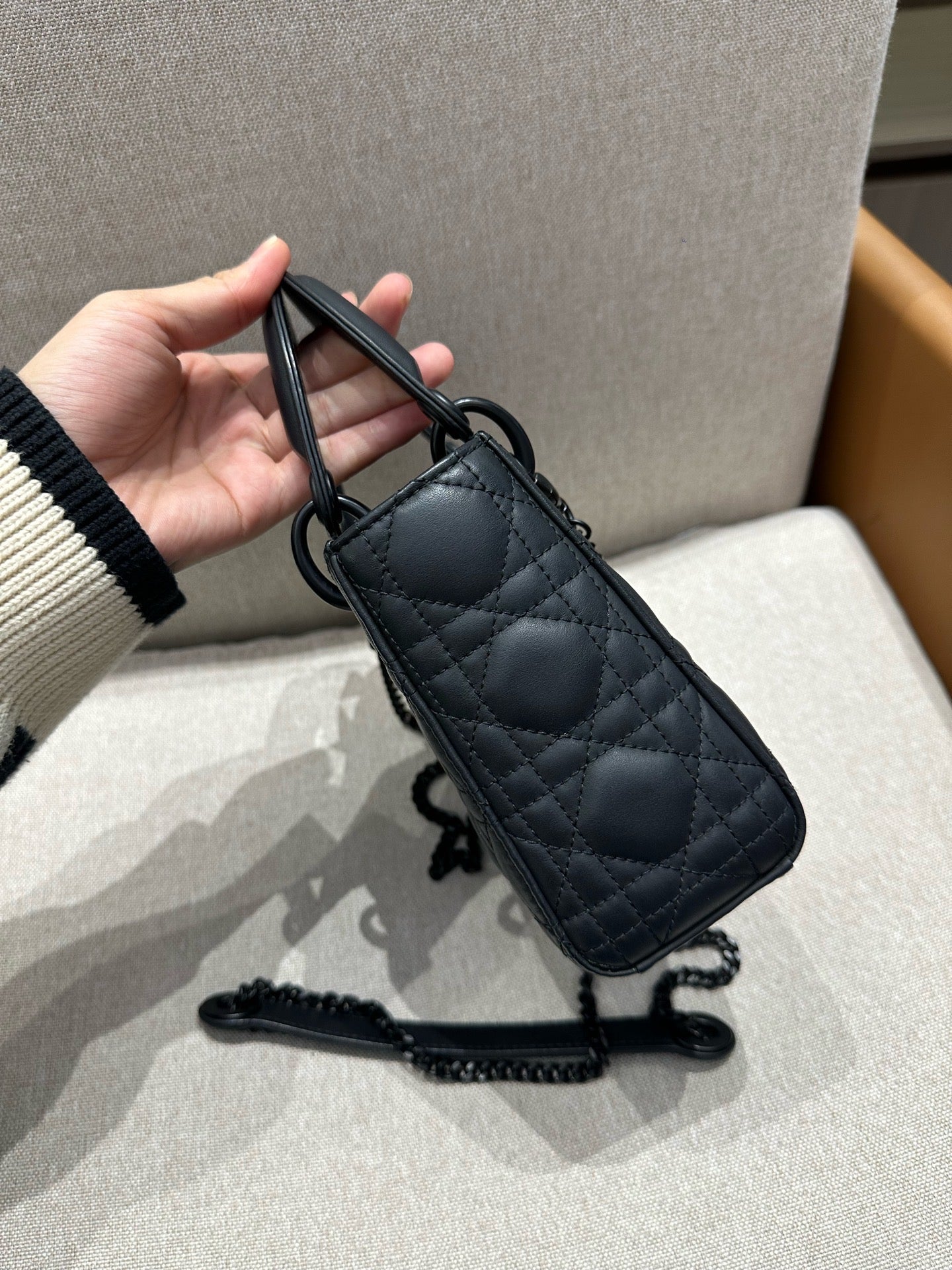 Dior - Lady Dior - Matte black cow leather - Black - (mini)