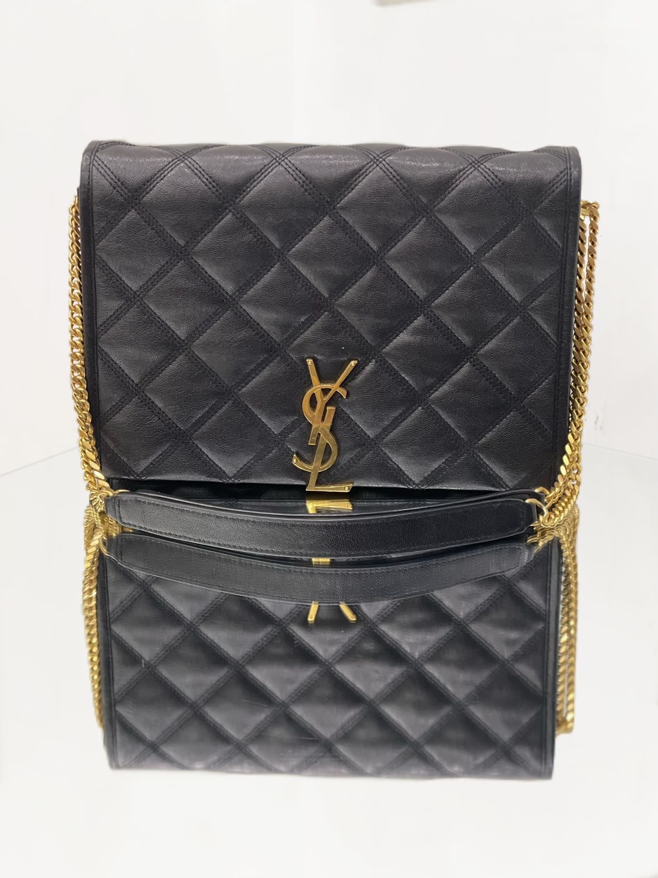 Saint Laurent - Becky Flap Bag - Pebbled calfskin leather - Black - (Medium)