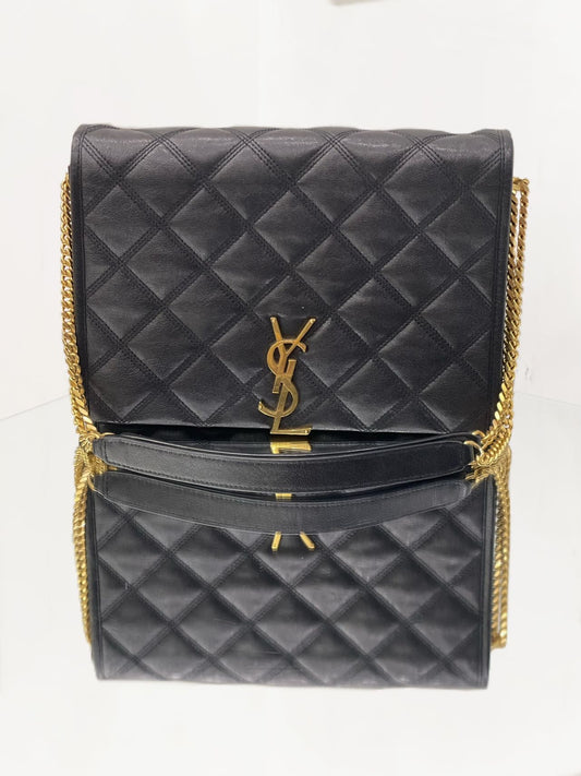 Saint Laurent - Becky Flap Bag - Pebbled calfskin leather - Black - (Medium)