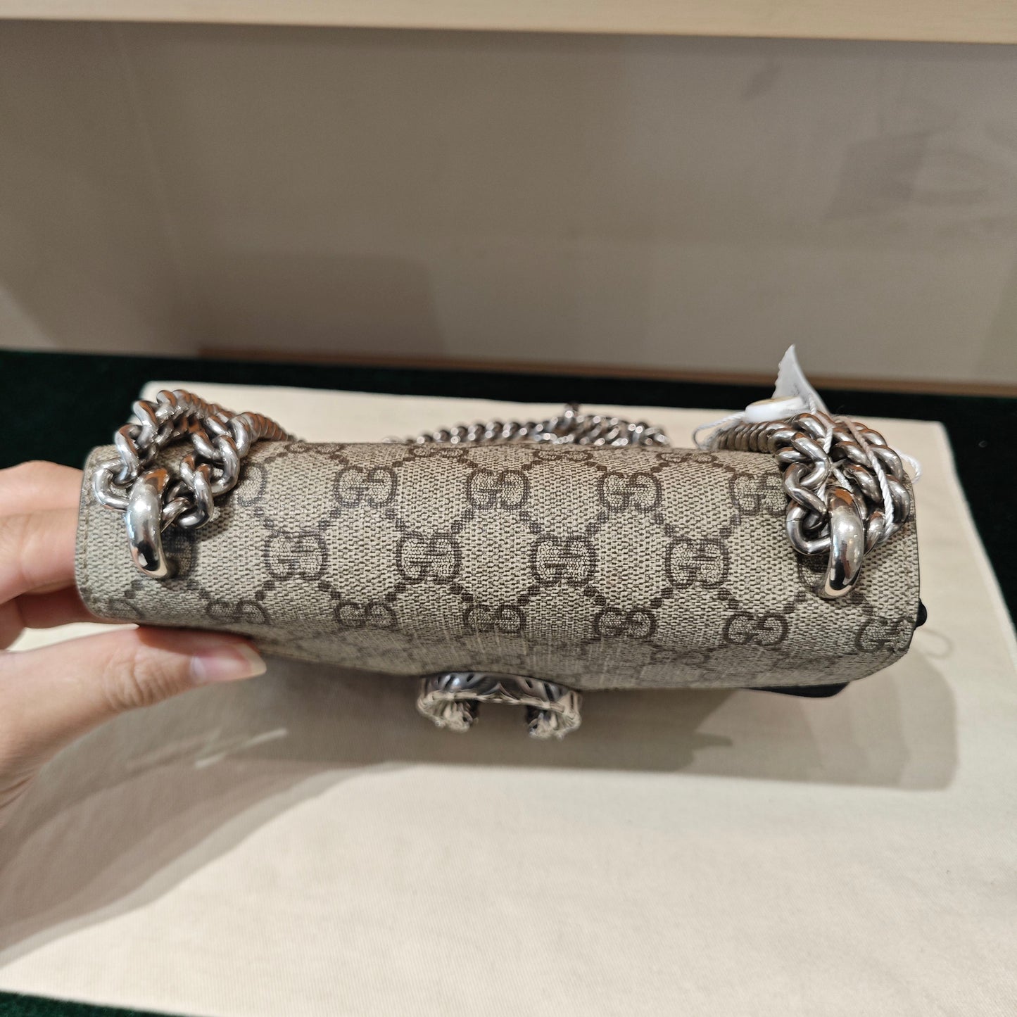 Gucci - Dionysus Super Mini Bag - GG Supreme coated canvas and suede leather - Beige/Ebony with Black trim and interior - (mini)