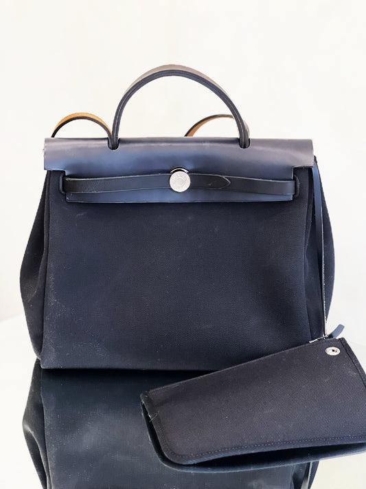 Hermes - Herbag 31 - Canvas with Vachetta Hunter Leather trim - Black - (medium)