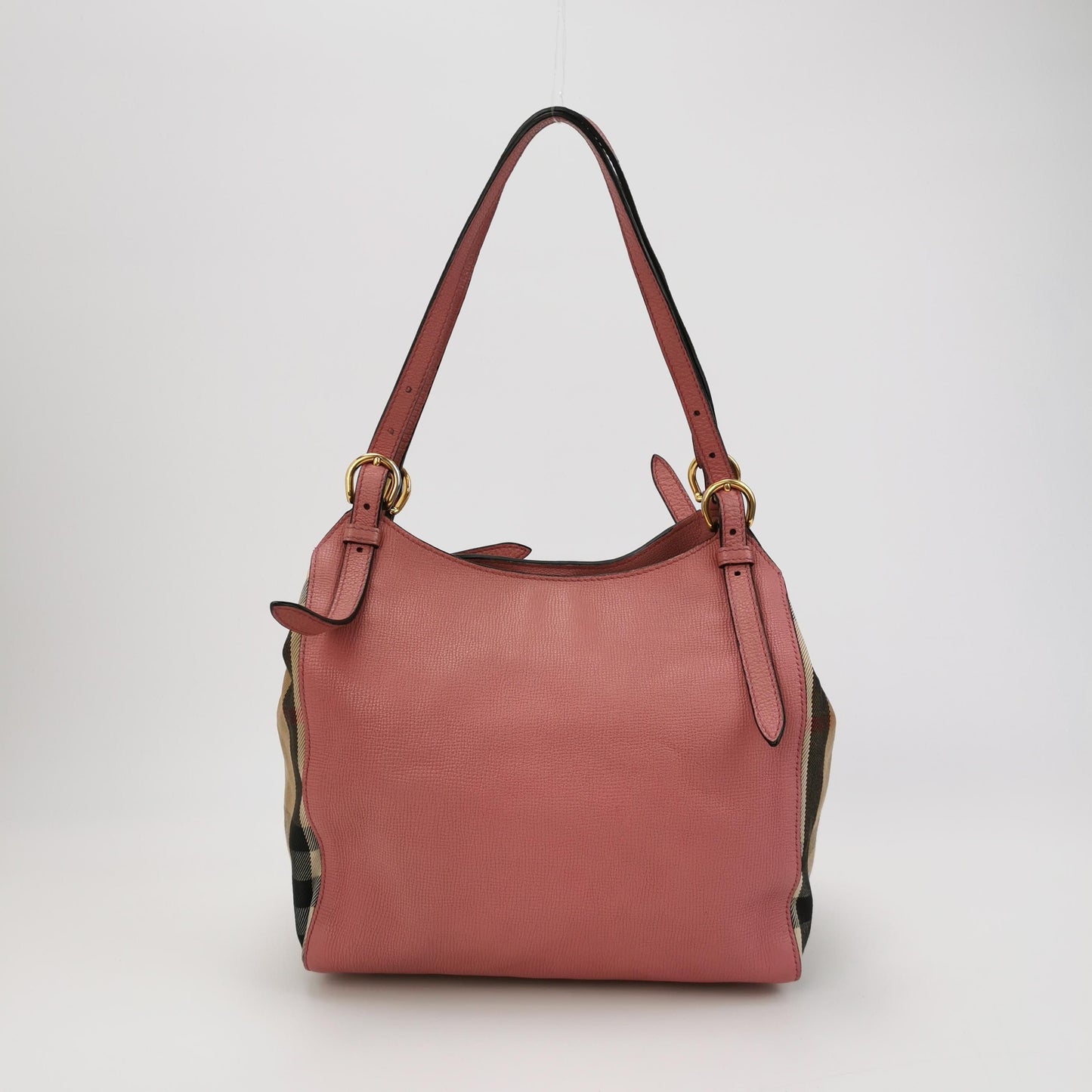 Burberry - House Check Leather Tote Bag - Leather and canvas - Pink - (medium)