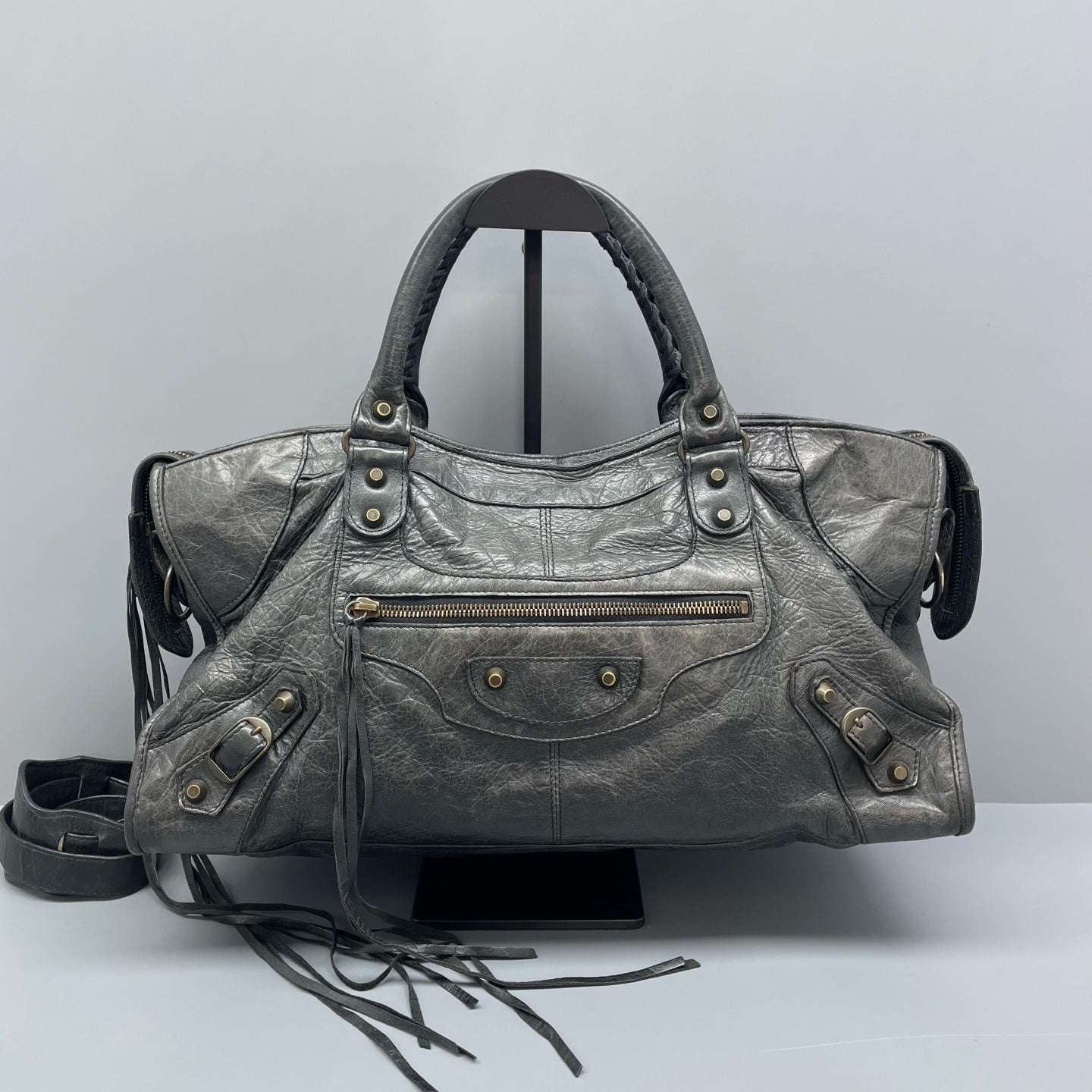Balenciaga - City Bag - Distressed lambskin leather - Deep Grey - (large)