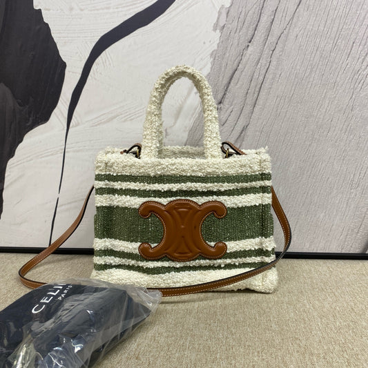 Celine - Small Vertical Cabas Triomphe Tote - Wool felt and Leather - Multicolour - (Small)