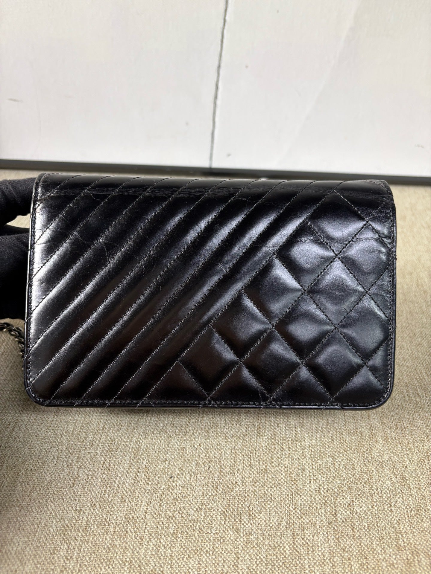 Chanel - Leboy WOC (Wallet on Chain) - Oiled wax leather - Black - (Mini)