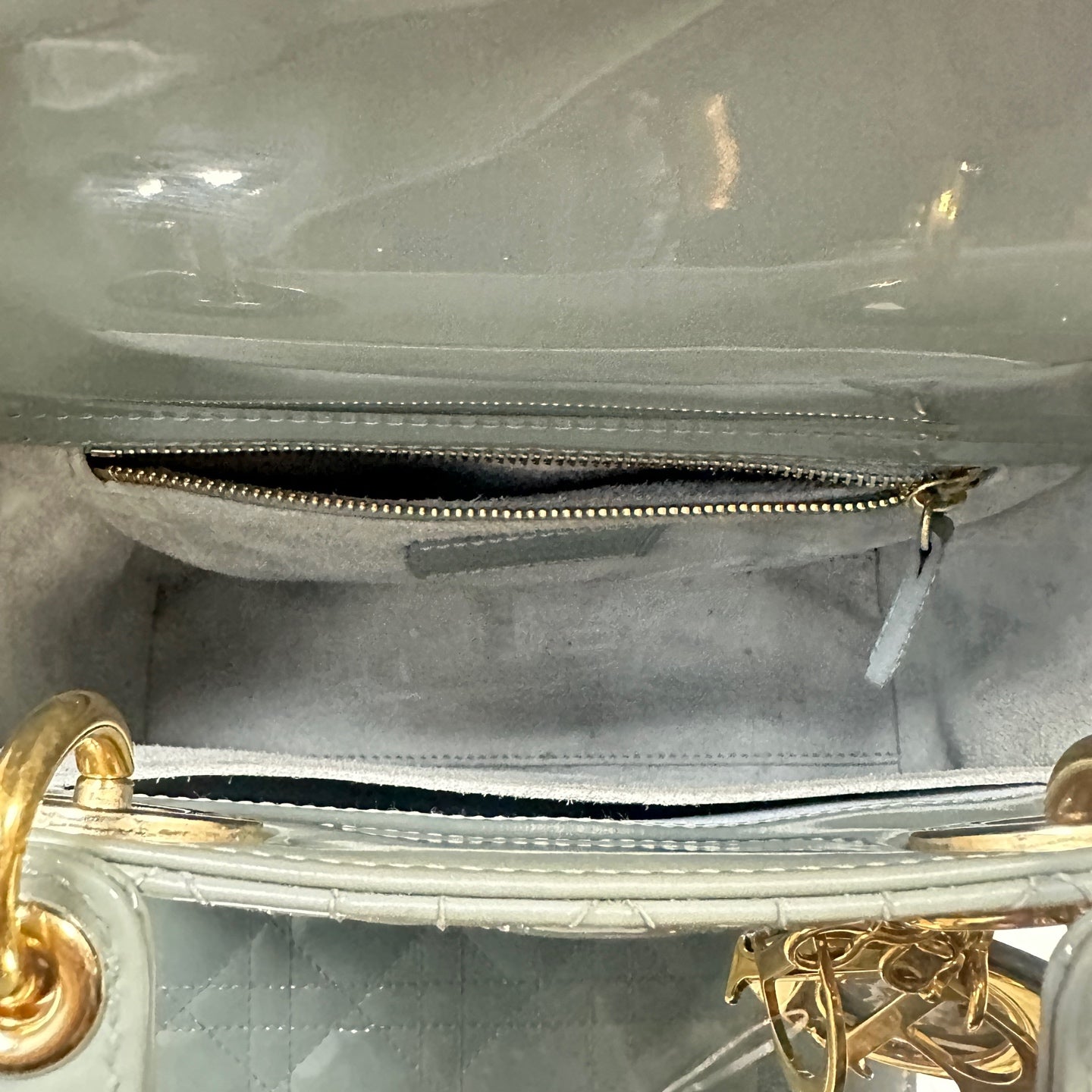 Dior - Lady Dior - Patent leather - Slate Blue with Gold-Tone Hardware - (small)