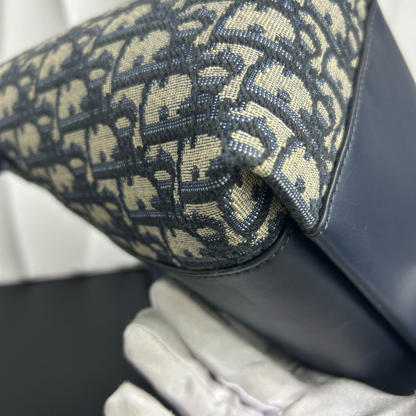 Dior - Signature Series Basket Tote Bag Small - Cotton canvas and cow leather - Navy - (small)