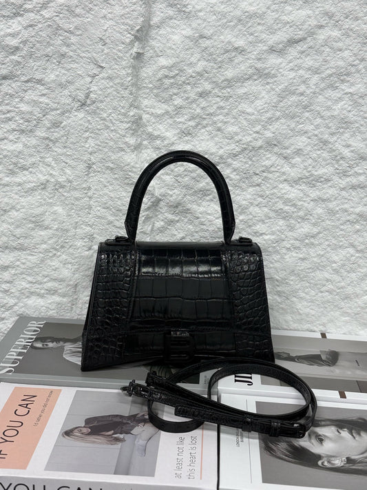 Balenciaga - Hourglass Top Handle Bag - Calfskin Leather - Black - (Small)