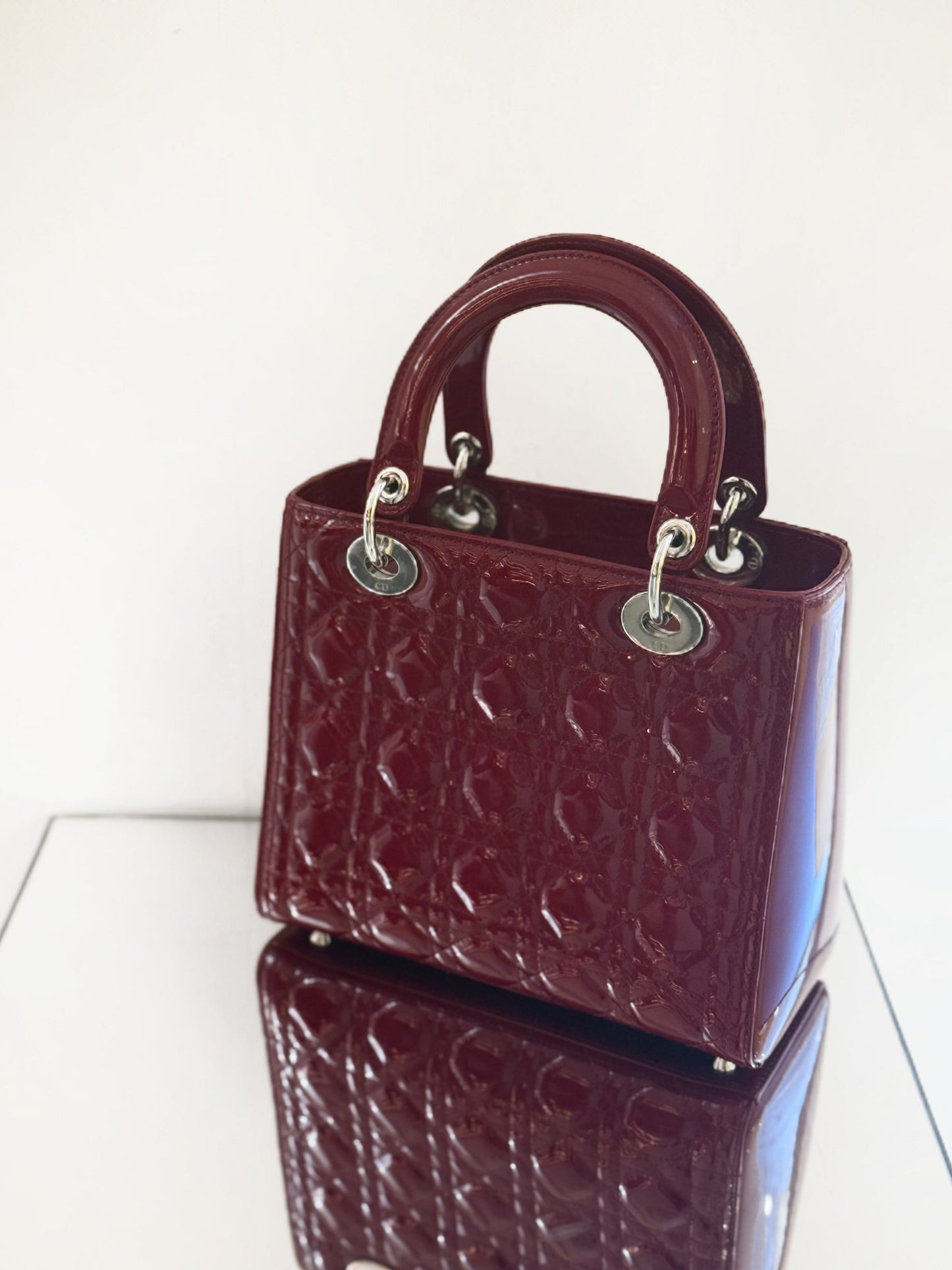 Dior - Lady Dior 5-Grids - Patent leather - Red - (Medium)