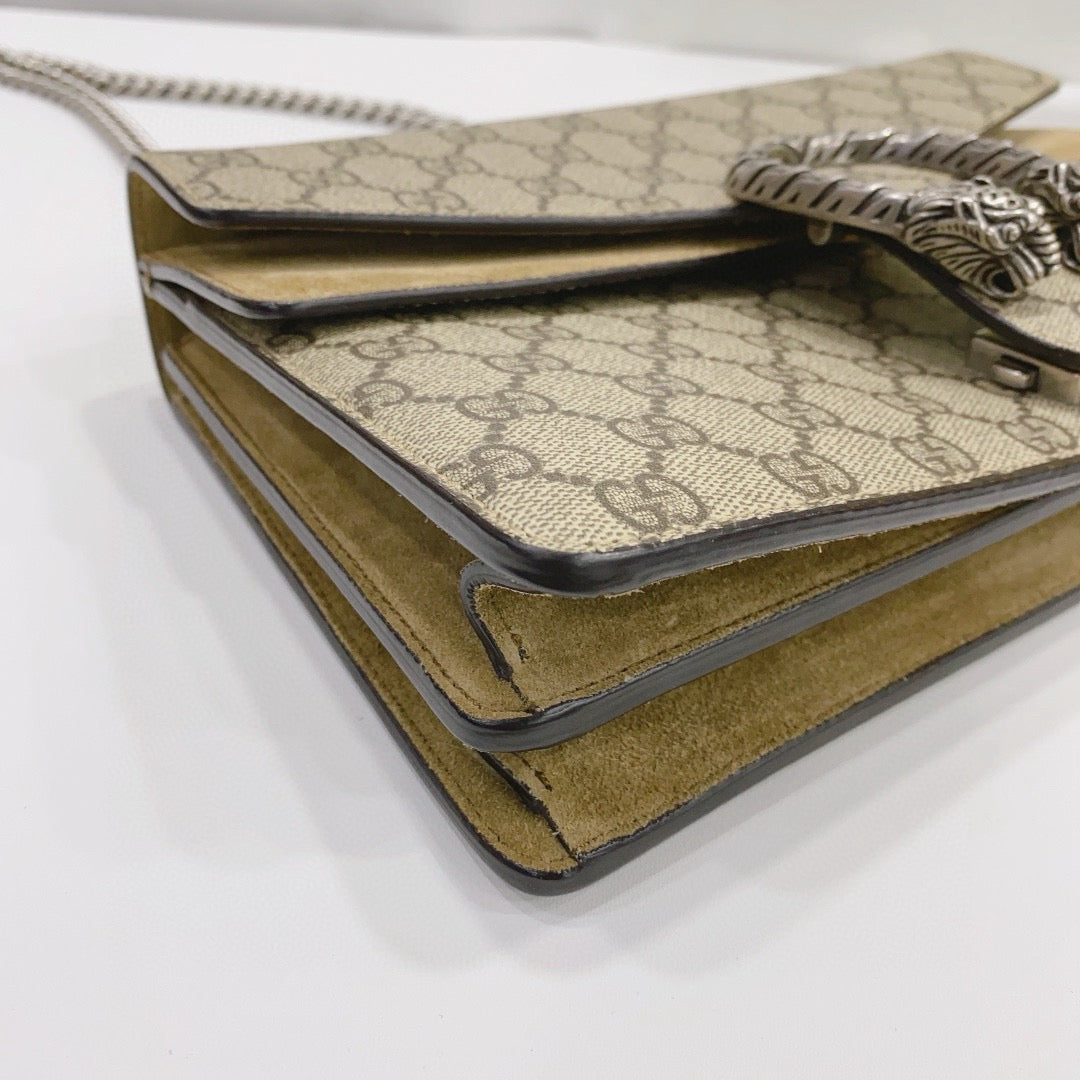 Gucci - Dionysus (Medium) - GG Supreme canvas with brown leather trim and suede accents - Beige and Brown - (Medium)