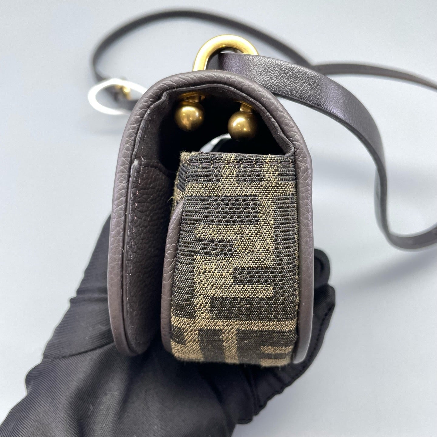 Fendi - Mini Saddle Bag - Zucca canvas with leather trim - Brown - (mini)